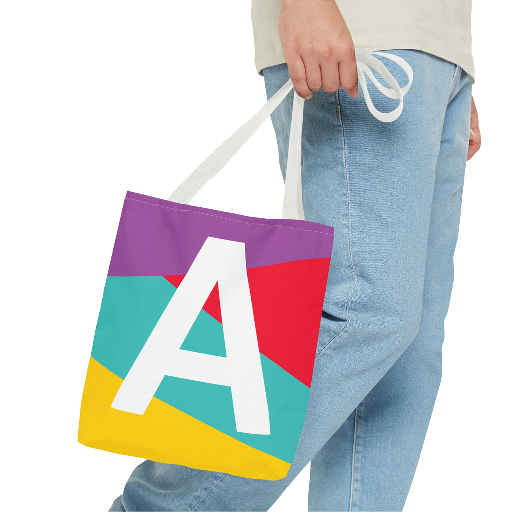 Monogram 'A' Colorblock Tote Bag — Personalized Initial A Shoulder Tote