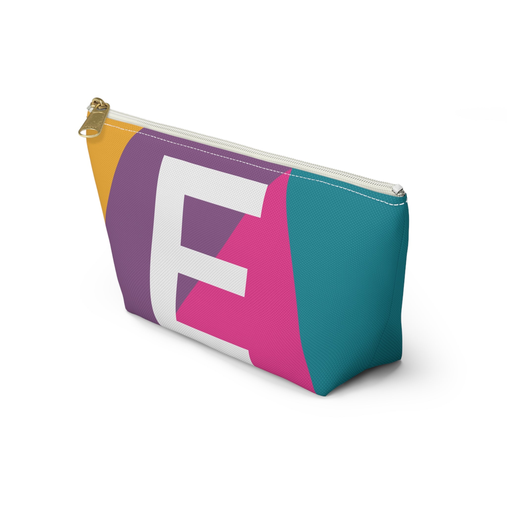 Initials Colorblock Accessory Pouch — Monogram E T-Bottom Cosmetic Bag