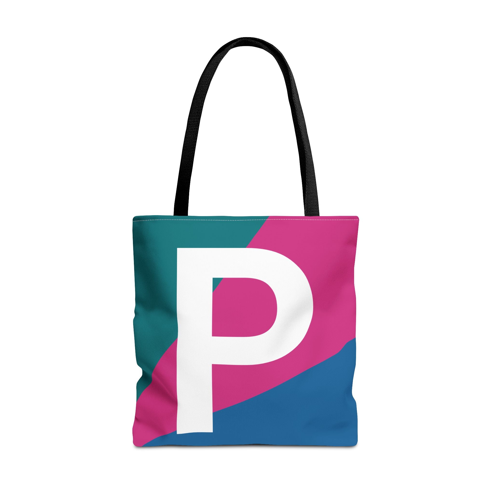 Monogram 'P' Colorblock Tote Bag — Personalized Initial P Shoulder Tote