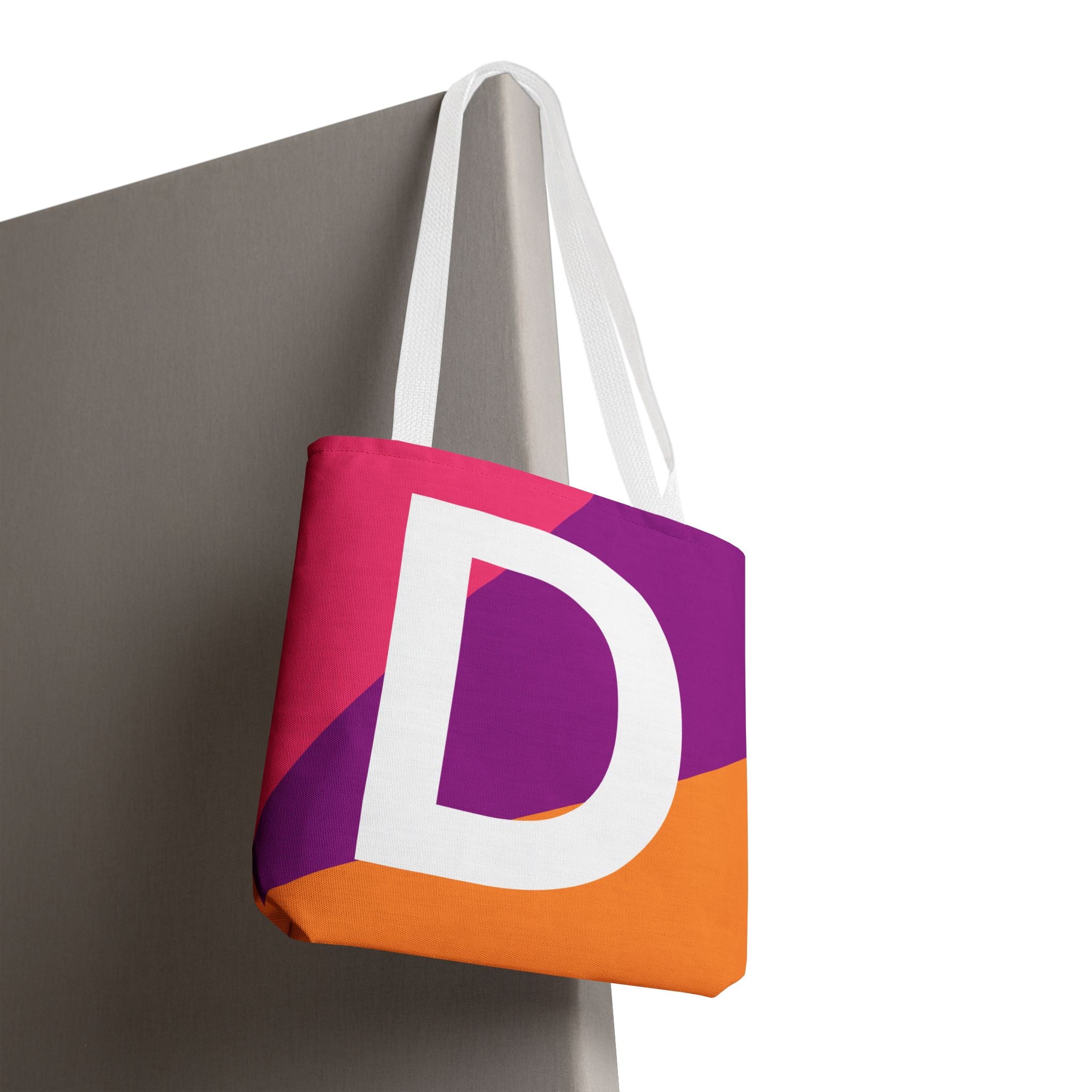 Monogram 'D' Colorblock Tote Bag — Personalized Initial D Shoulder Tote