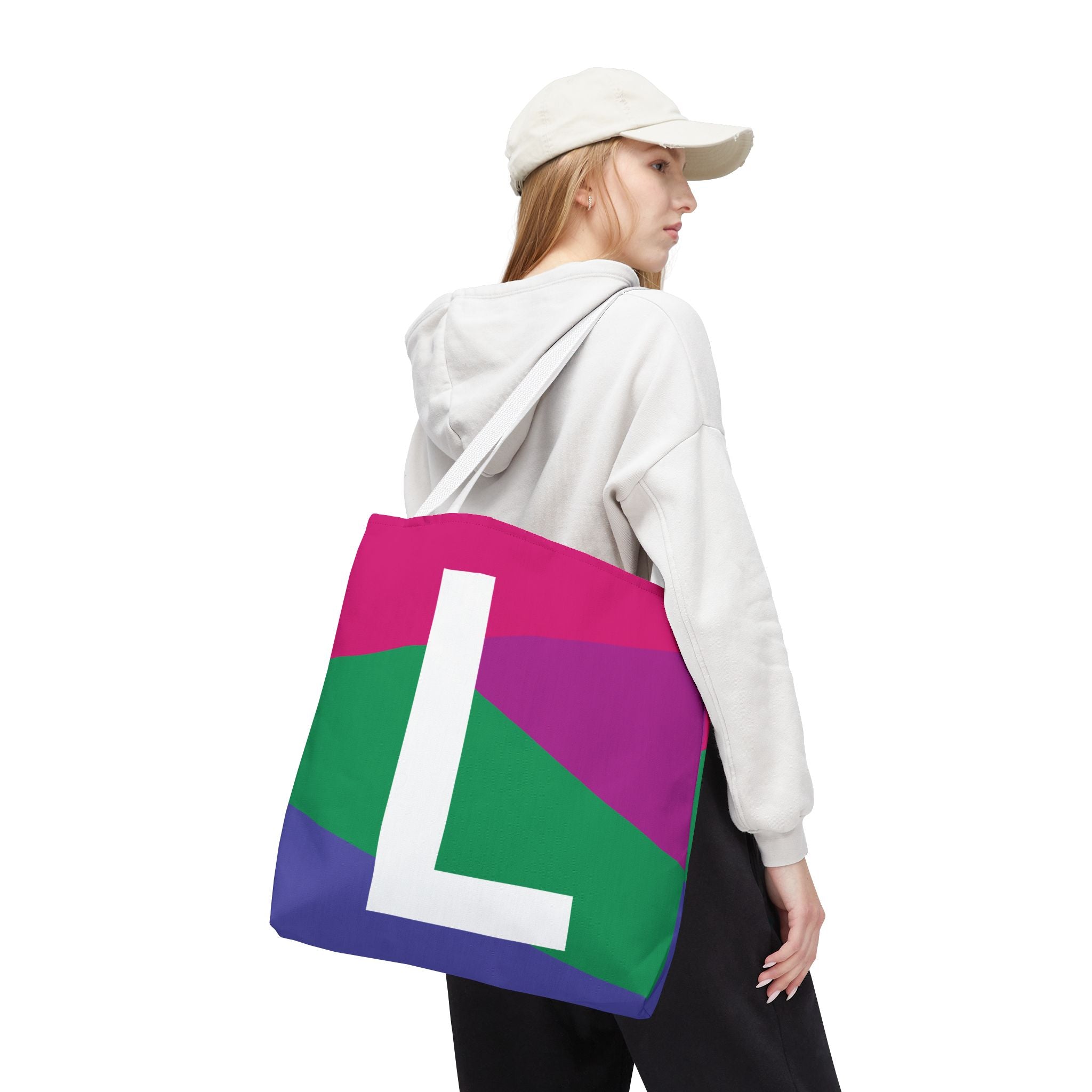 Monogram 'L' Colorblock Tote Bag — Personalized Initial L Shoulder Tote