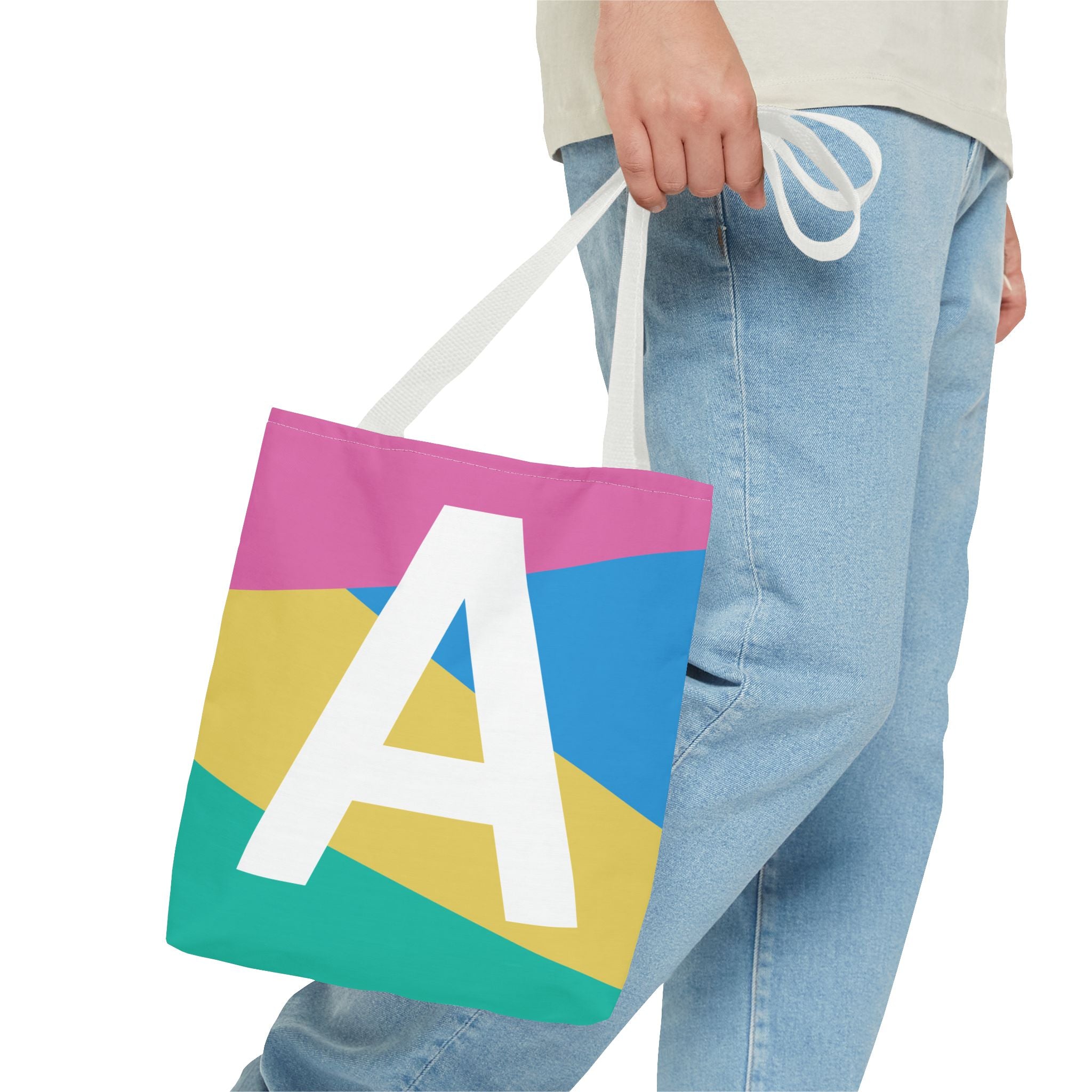 Monogram 'A' Colorblock Tote Bag — Personalized Initial A Shoulder Tote