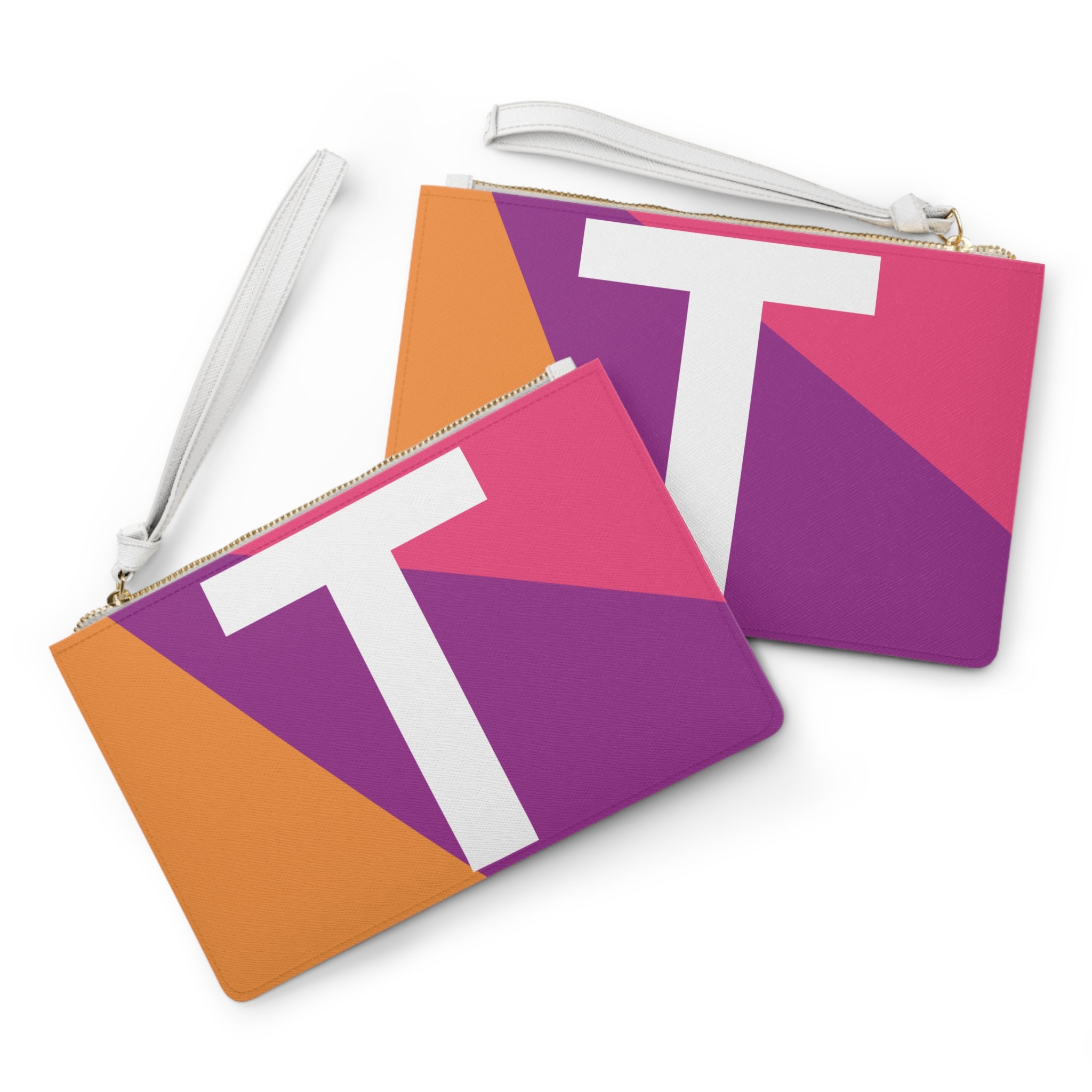 Monogram 'T' Colorblock Clutch Bag — Bold Geometric Wristlet for Everyday & Gifts