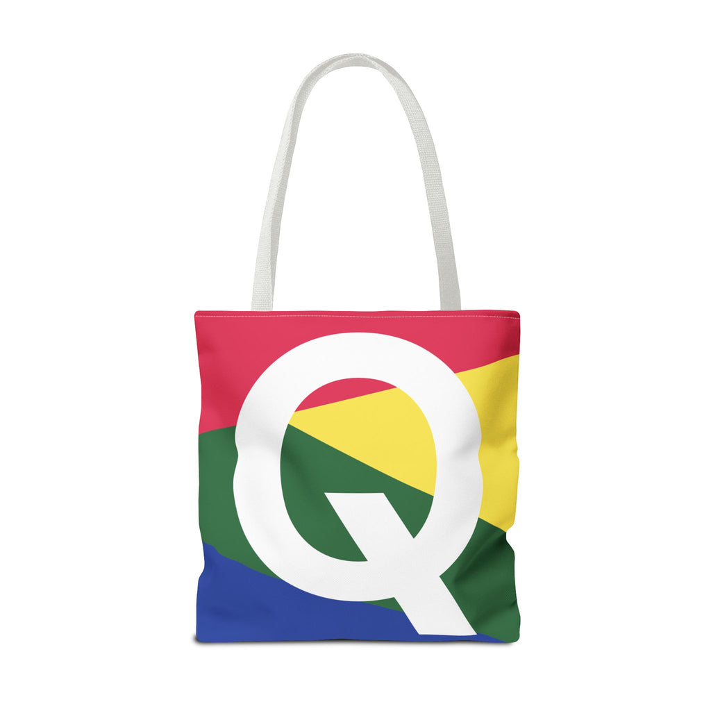 Monogram 'Q' Colorblock Tote Bag — Personalized Initial Q Shoulder Tote