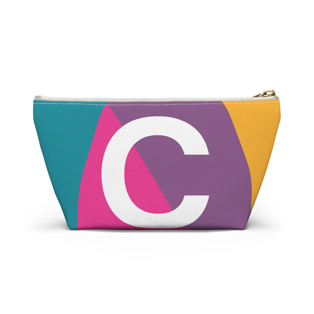 Initials Colorblock Accessory Pouch — Monogram C T-Bottom Cosmetic Bag