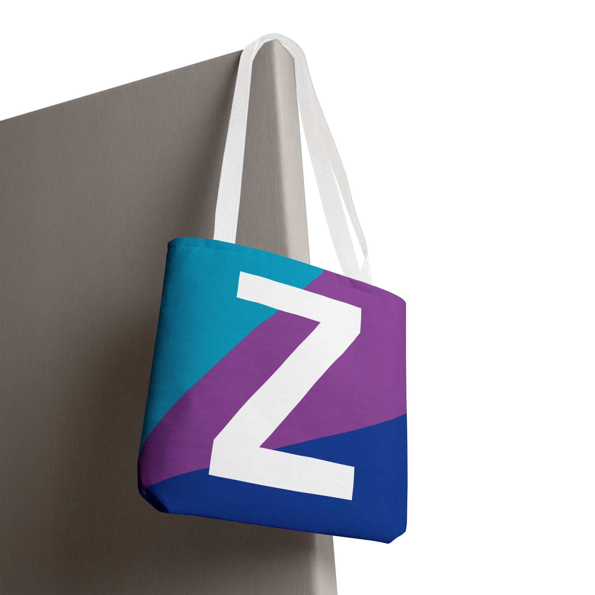 Monogram 'Z' Colorblock Tote Bag — Personalized Initial Z Shoulder Tote