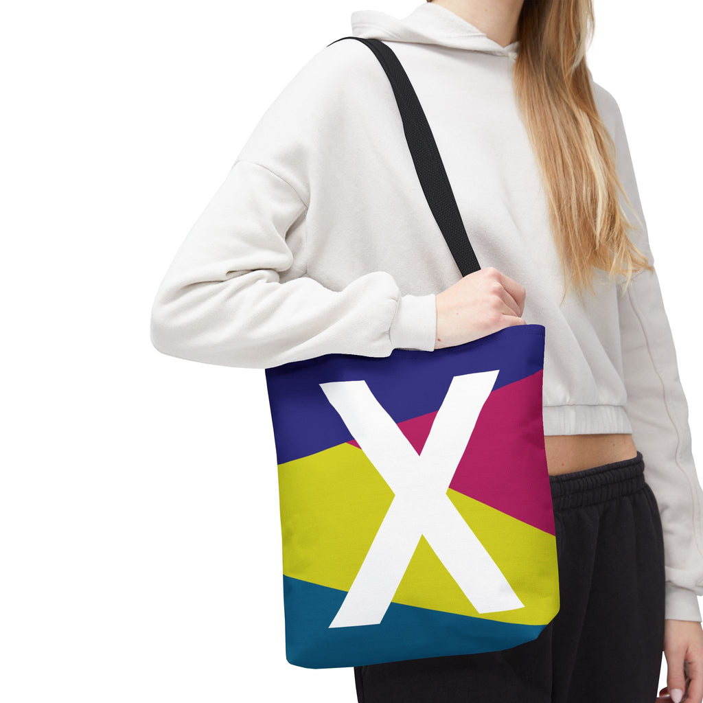 Monogram 'X' Colorblock Tote Bag — Personalized Initial X Shoulder Tote