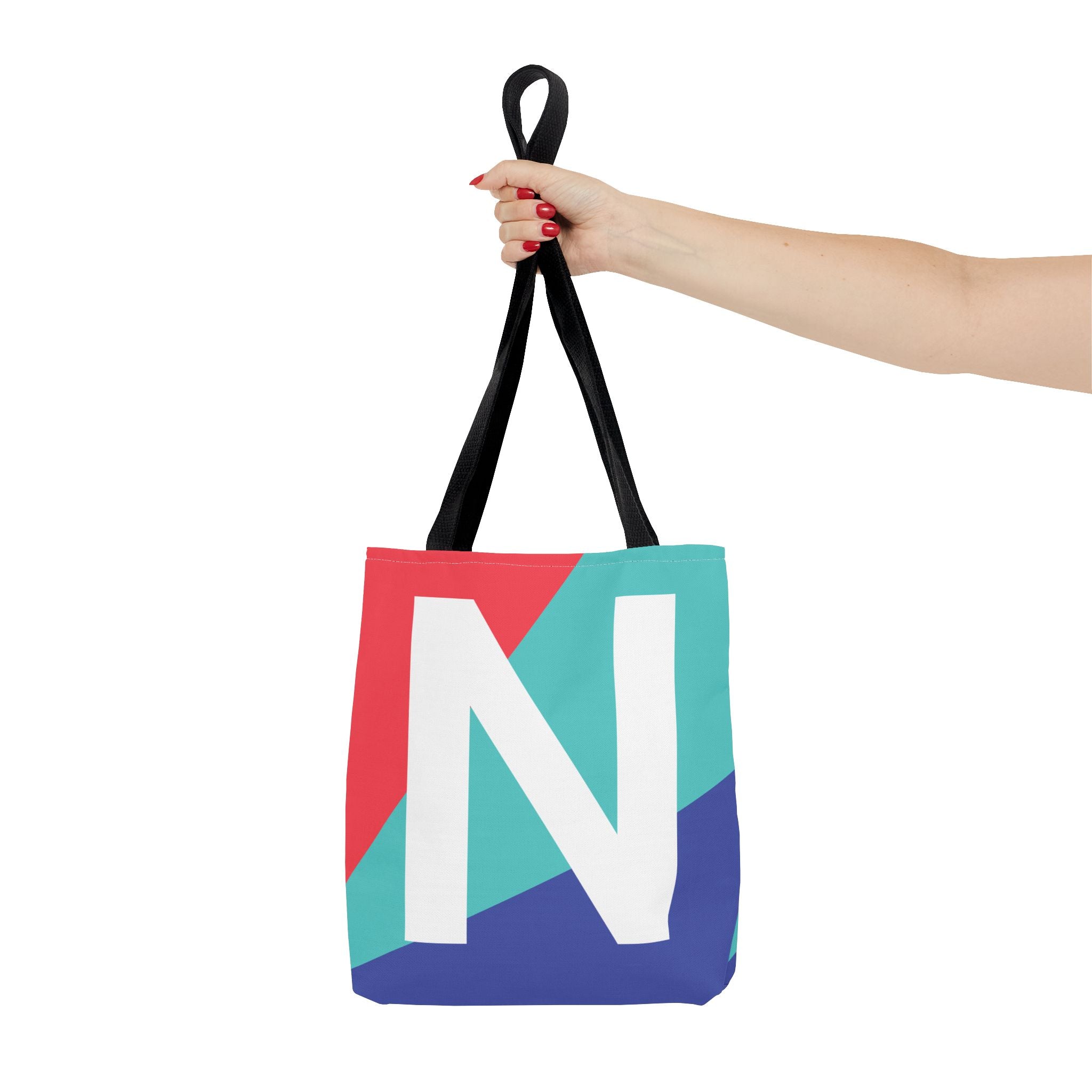 Monogram 'N' Colorblock Tote Bag — Personalized Initial N Shoulder Tote