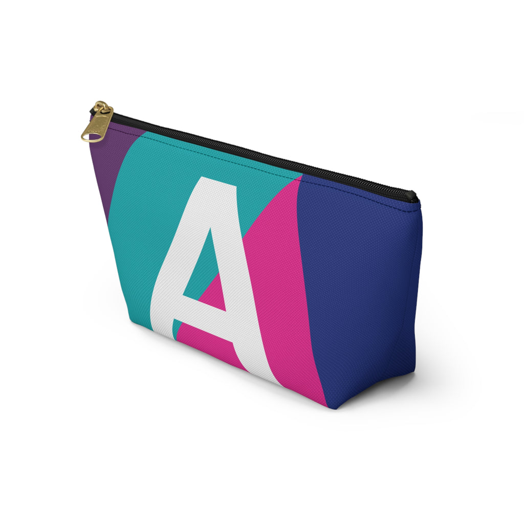 Initials Colorblock Accessory Pouch — Monogram A T-Bottom Cosmetic Bag