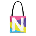 Monogram 'N' Colorblock Tote Bag — Personalized Initial N Shoulder Tote