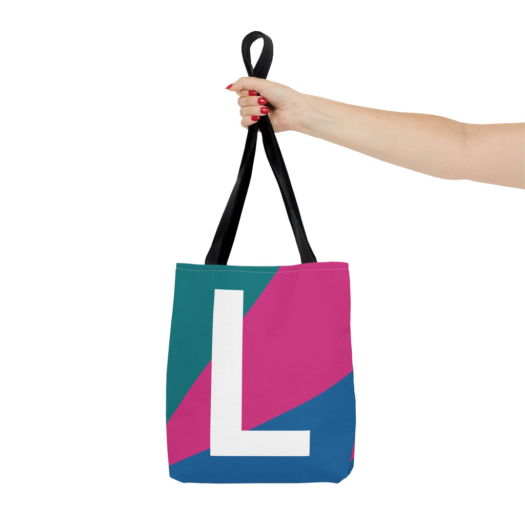 Monogram 'L' Colorblock Tote Bag — Personalized Initial L Shoulder Tote