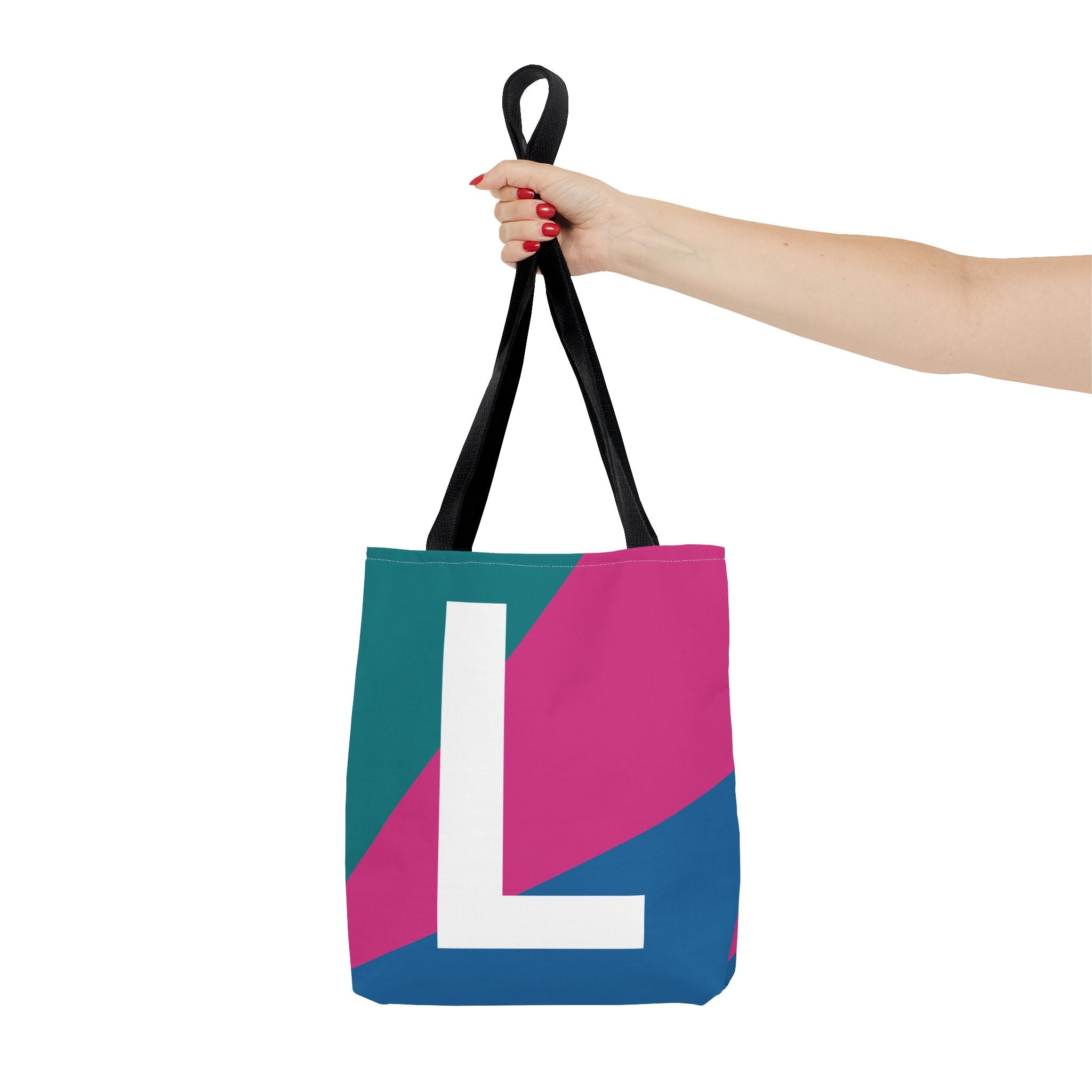 Monogram 'L' Colorblock Tote Bag — Personalized Initial L Shoulder Tote