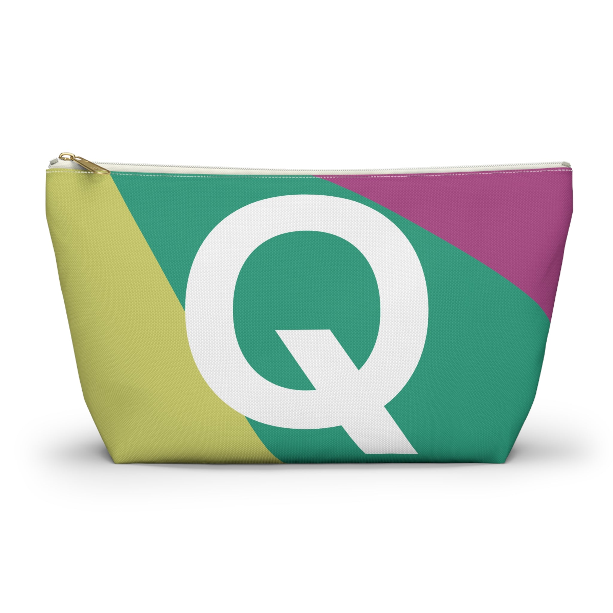 Initials Colorblock Accessory Pouch — Monogram Q T-Bottom Cosmetic Bag