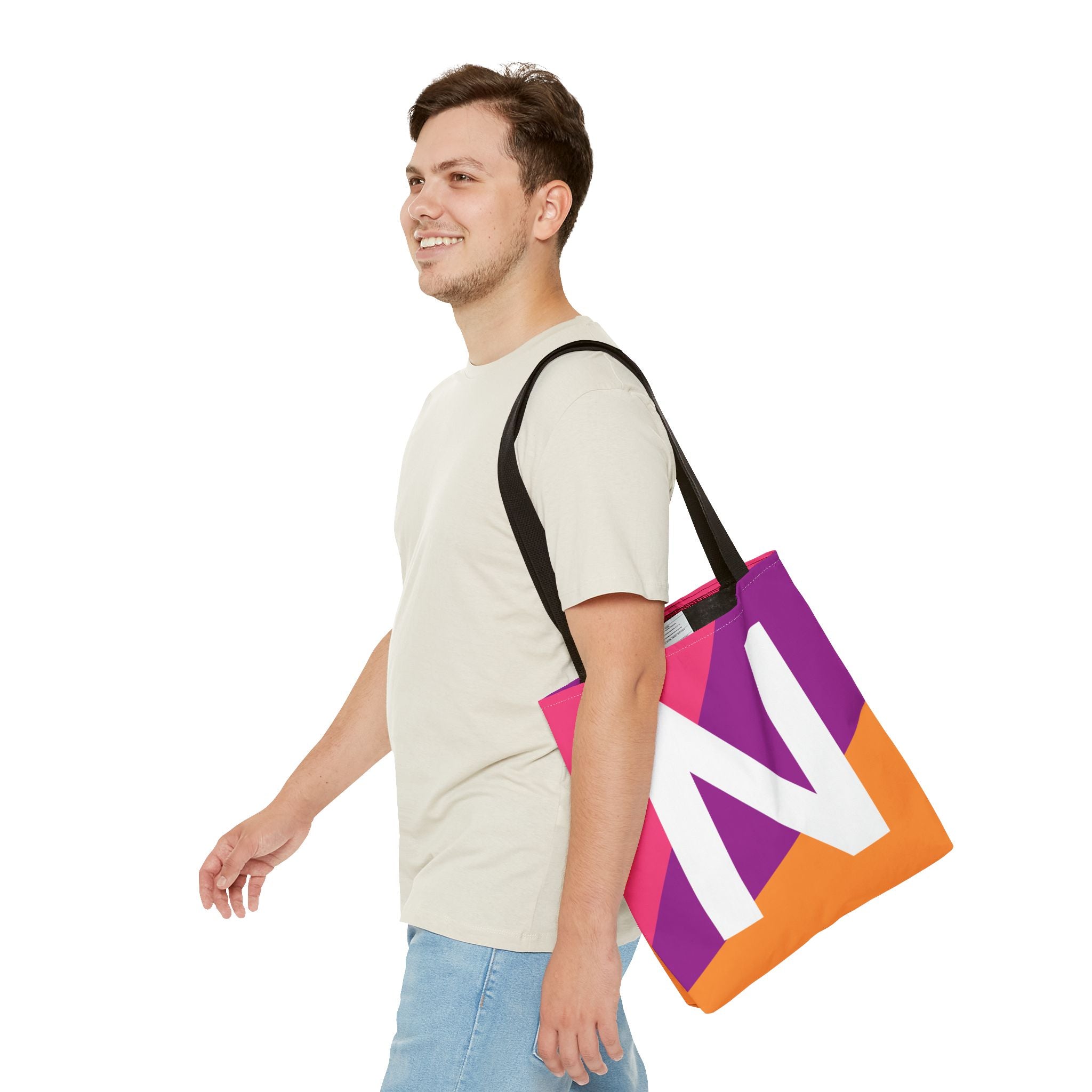 Monogram 'N' Colorblock Tote Bag — Personalized Initial N Shoulder Tote