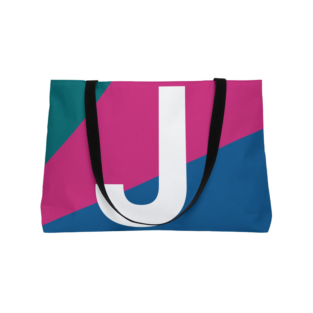 Personalized 'J' Colorblock Tote Bag — Monogram Weekender Tote