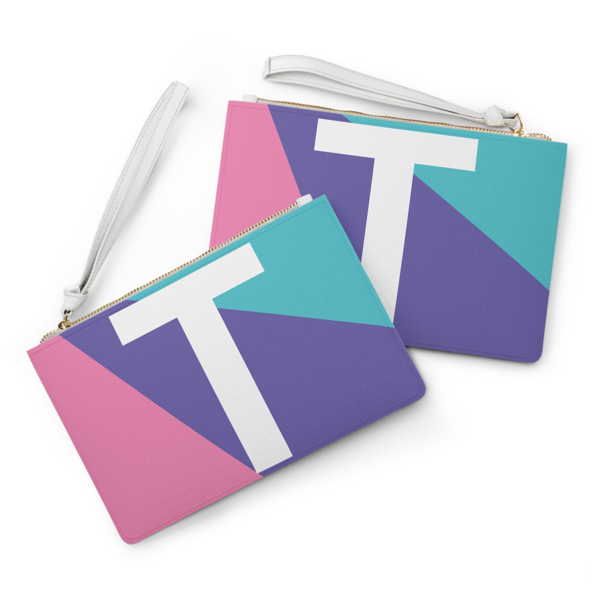 Monogram 'T' Colorblock Clutch Bag — Bold Geometric Wristlet for Everyday & Gifts
