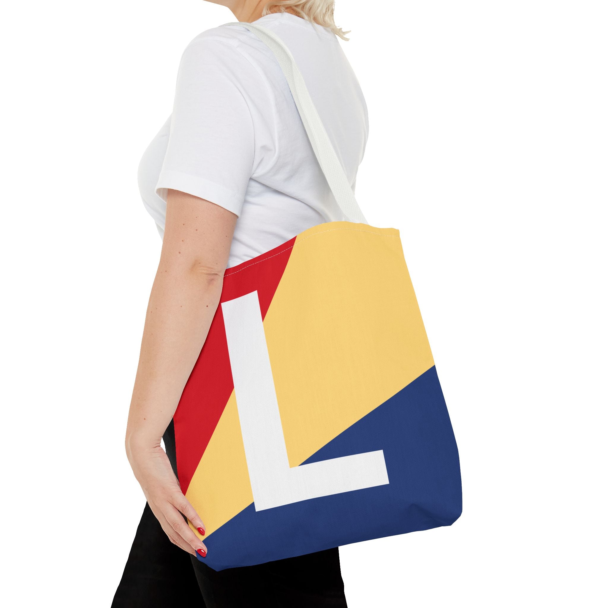 Monogram 'L' Colorblock Tote Bag — Personalized Initial L Shoulder Tote