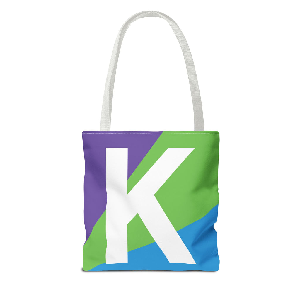 Monogram 'K' Colorblock Tote Bag — Personalized Initial K Shoulder Tote