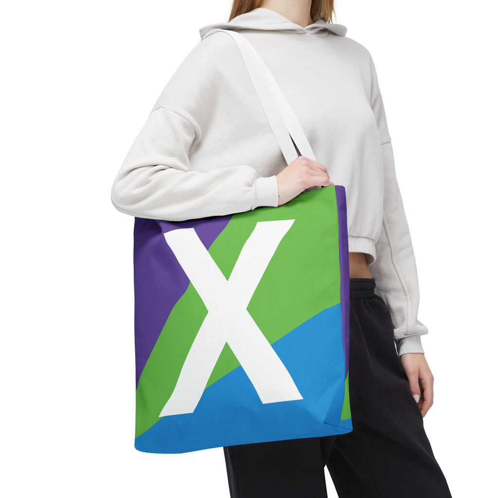 Monogram 'X' Colorblock Tote Bag — Personalized Initial X Shoulder Tote