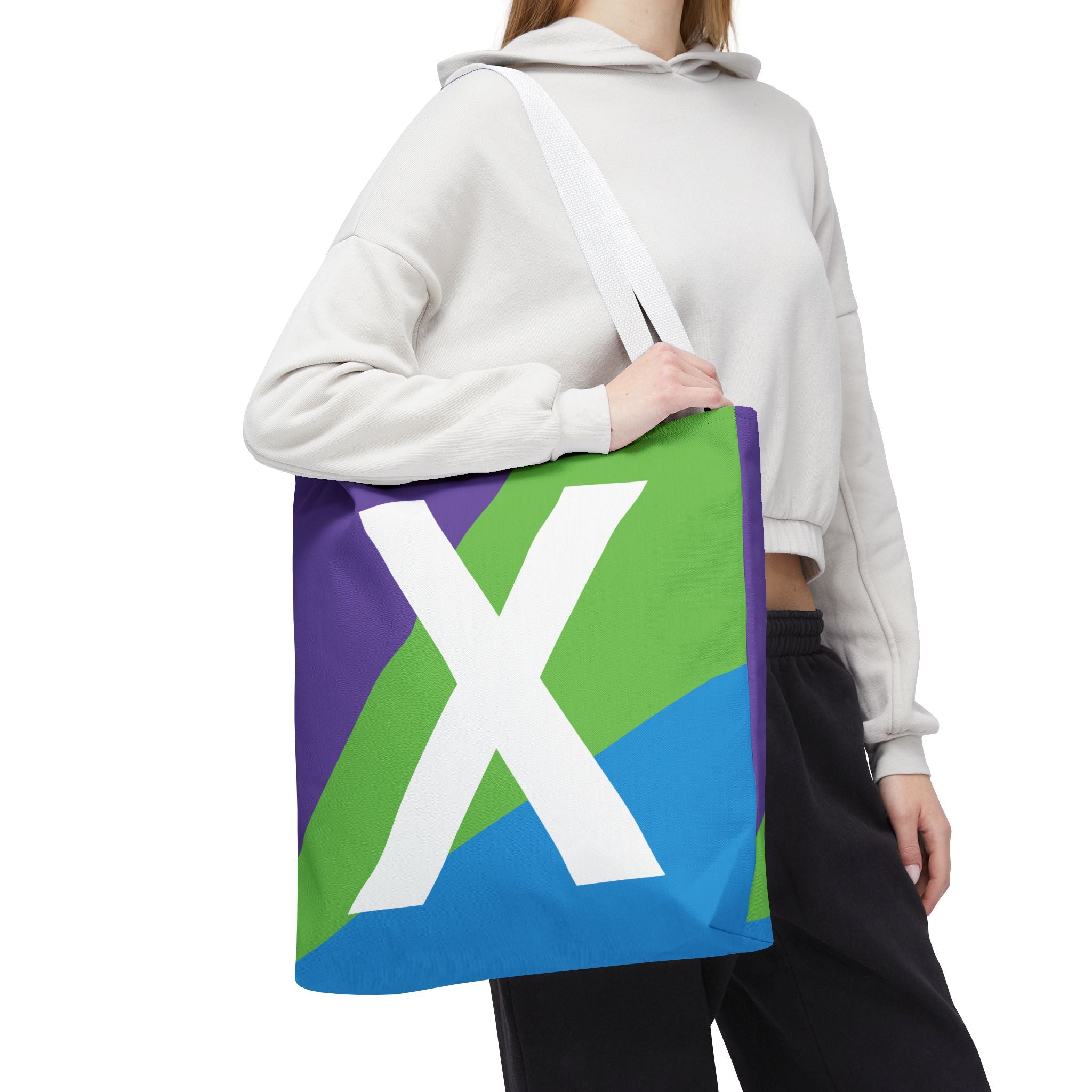 Monogram 'X' Colorblock Tote Bag — Personalized Initial X Shoulder Tote