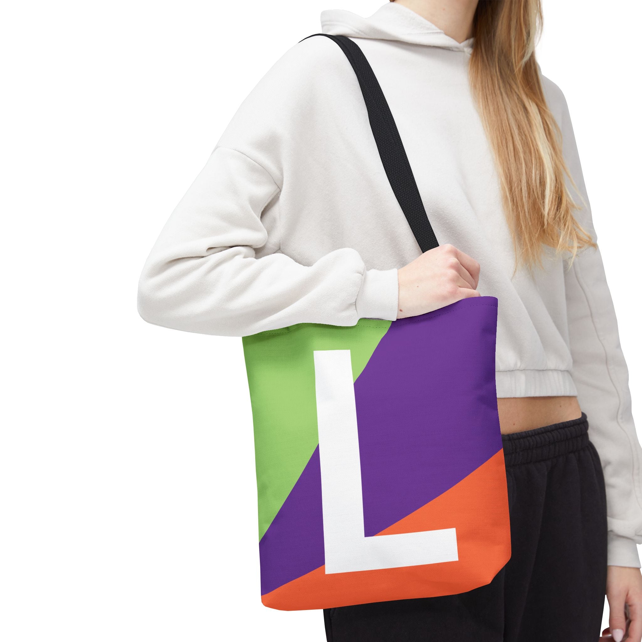 Monogram 'L' Colorblock Tote Bag — Personalized Initial L Shoulder Tote