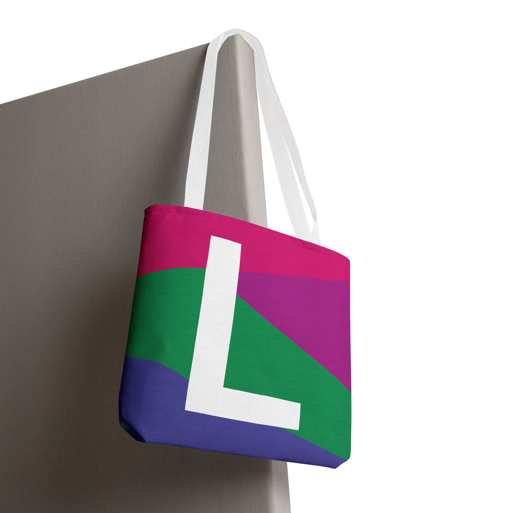 Monogram 'L' Colorblock Tote Bag — Personalized Initial L Shoulder Tote