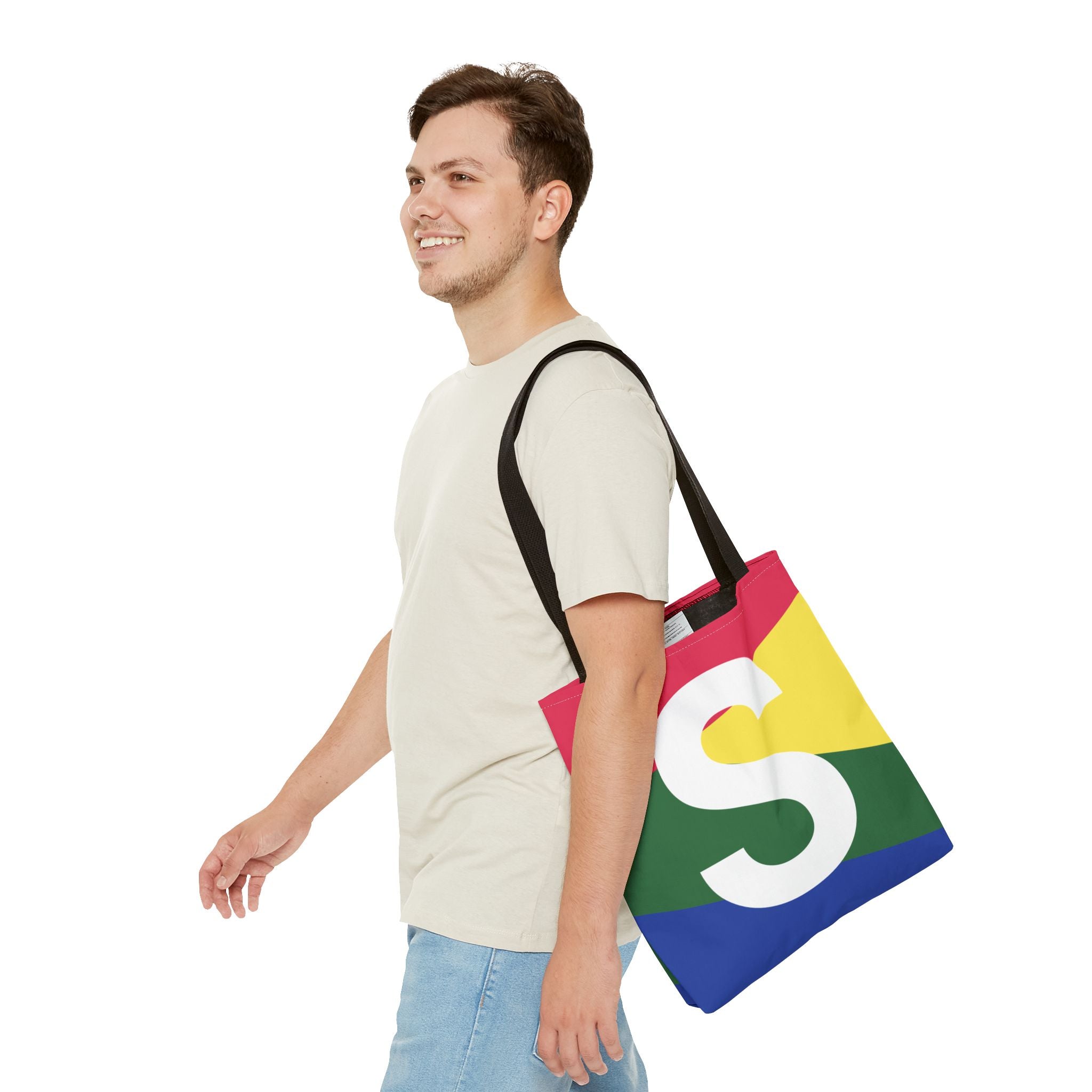 Monogram 'S' Colorblock Tote Bag — Personalized Initial S Shoulder Tote