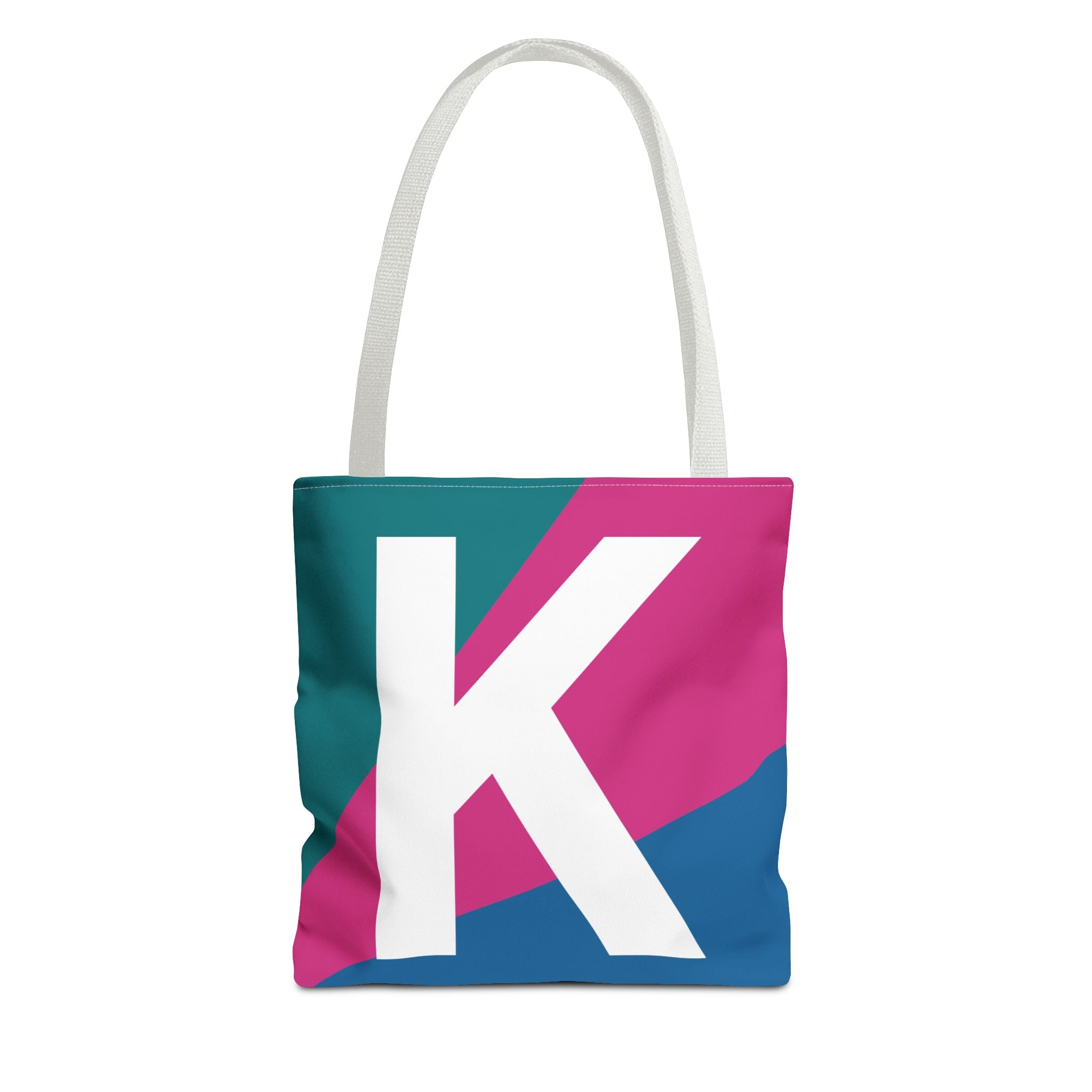 Monogram 'K' Colorblock Tote Bag — Personalized Initial K Shoulder Tote
