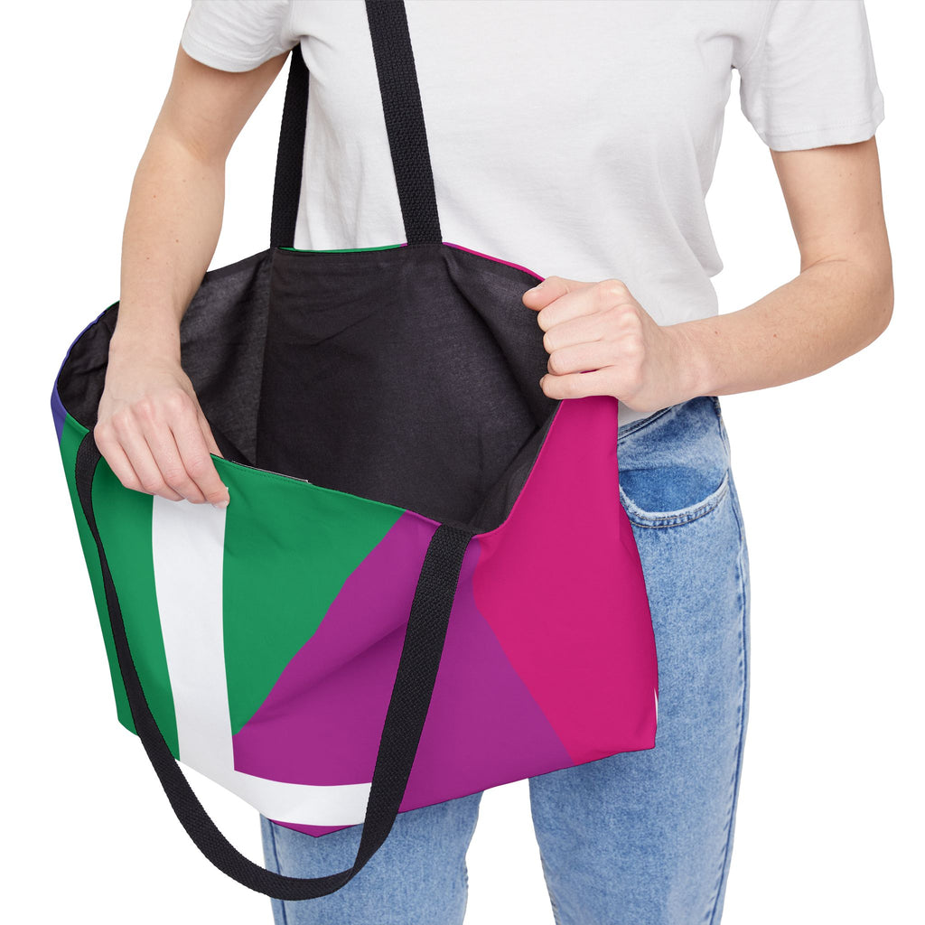 Personalized 'L' Colorblock Tote Bag — Monogram Weekender Tote