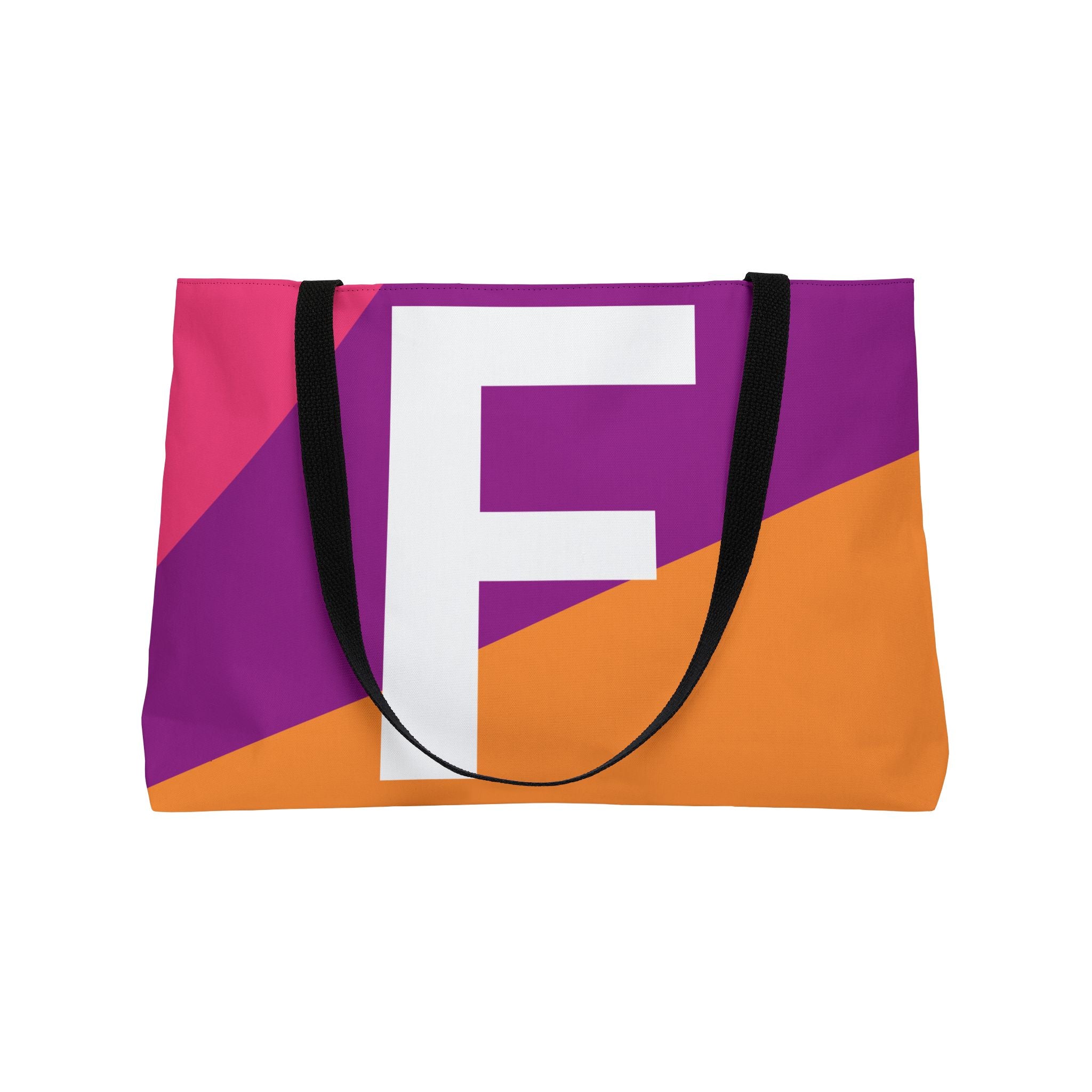 Personalized 'F' Colorblock Tote Bag — Monogram Weekender Tote