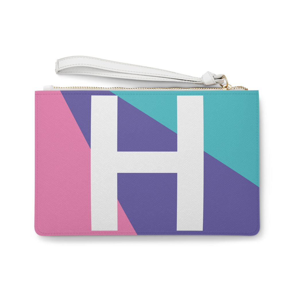 Monogram 'H' Colorblock Clutch Bag — Bold Geometric Wristlet for Everyday & Gifts