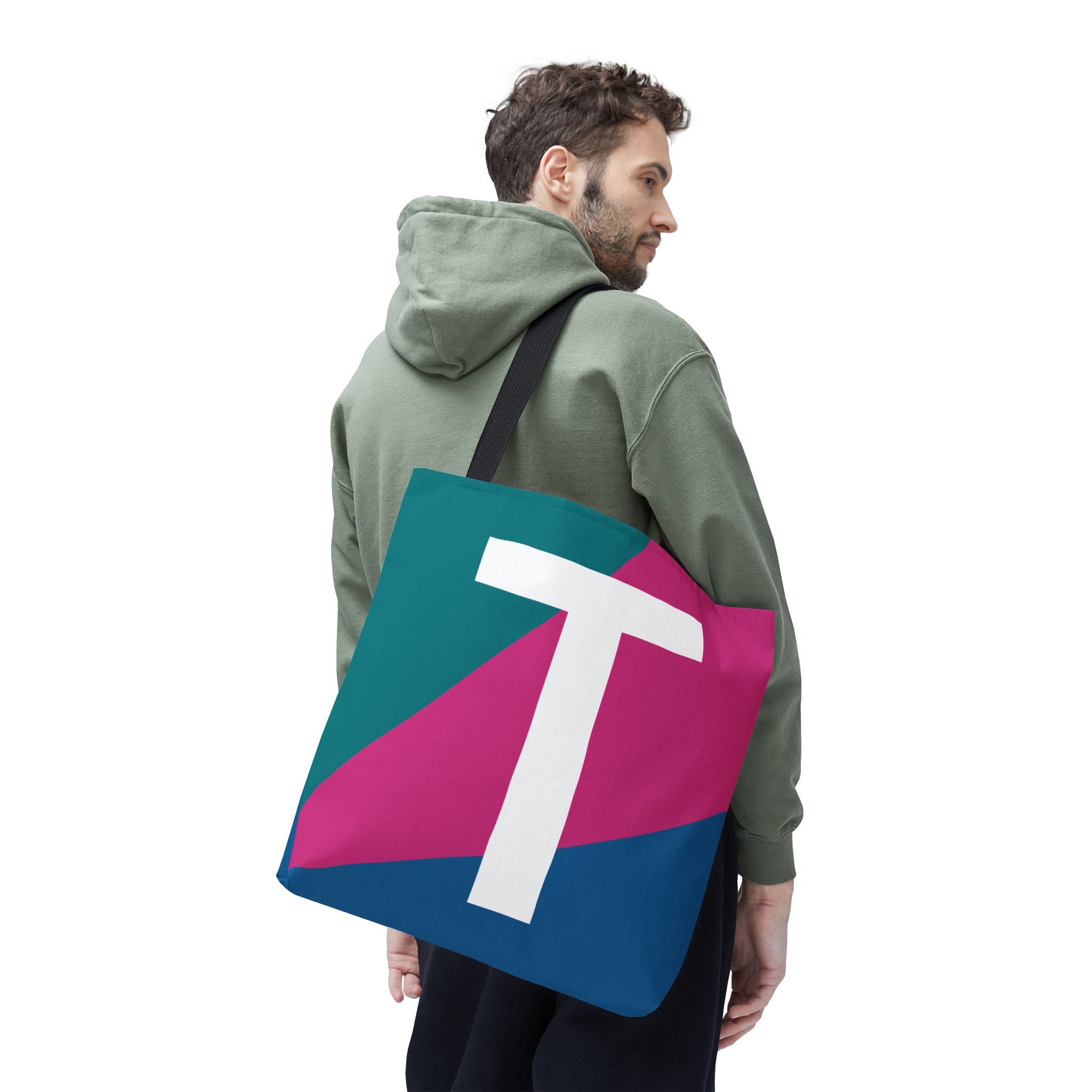 Monogram 'T' Colorblock Tote Bag — Personalized Initial T Shoulder Tote
