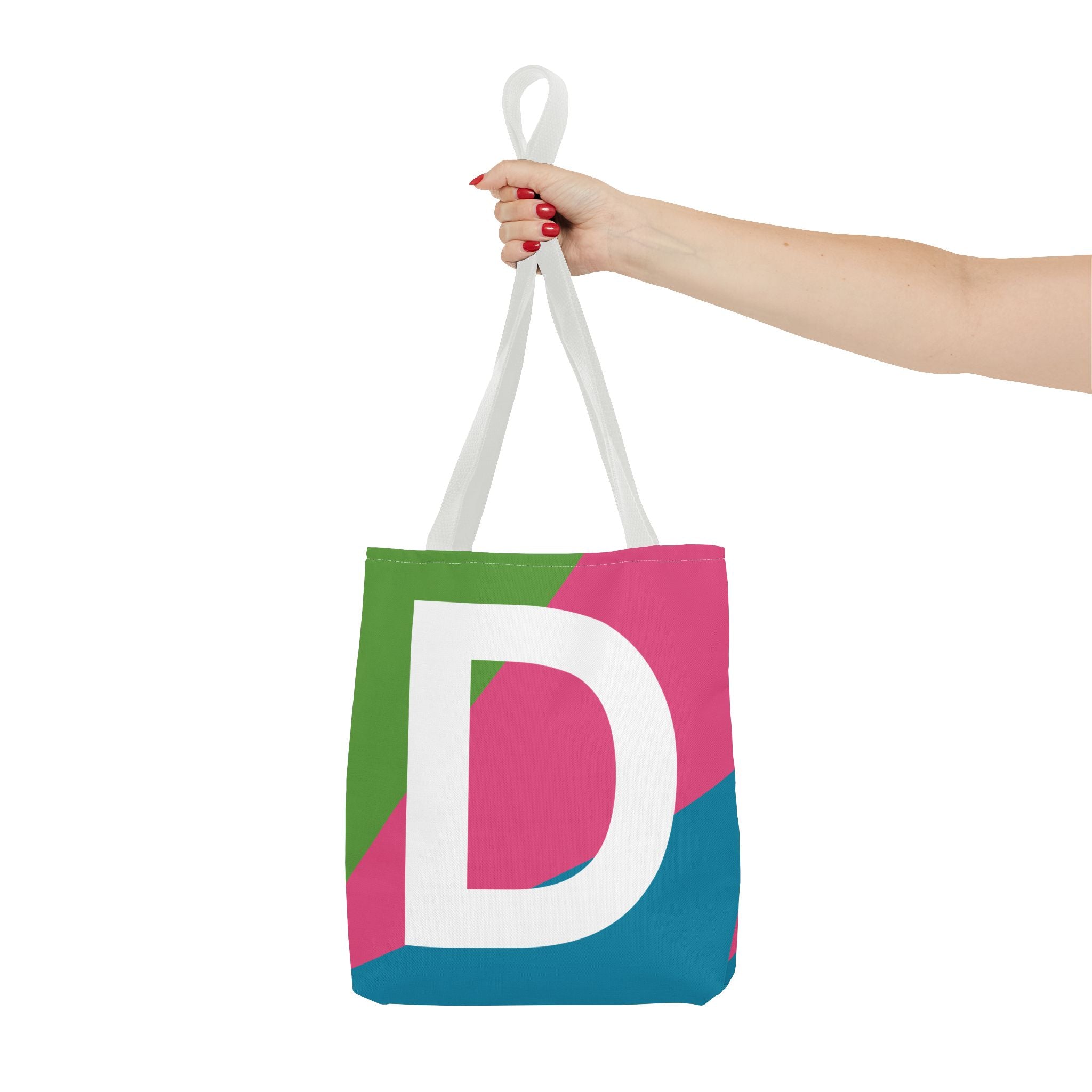 Monogram 'D' Colorblock Tote Bag — Personalized Initial D Shoulder Tote