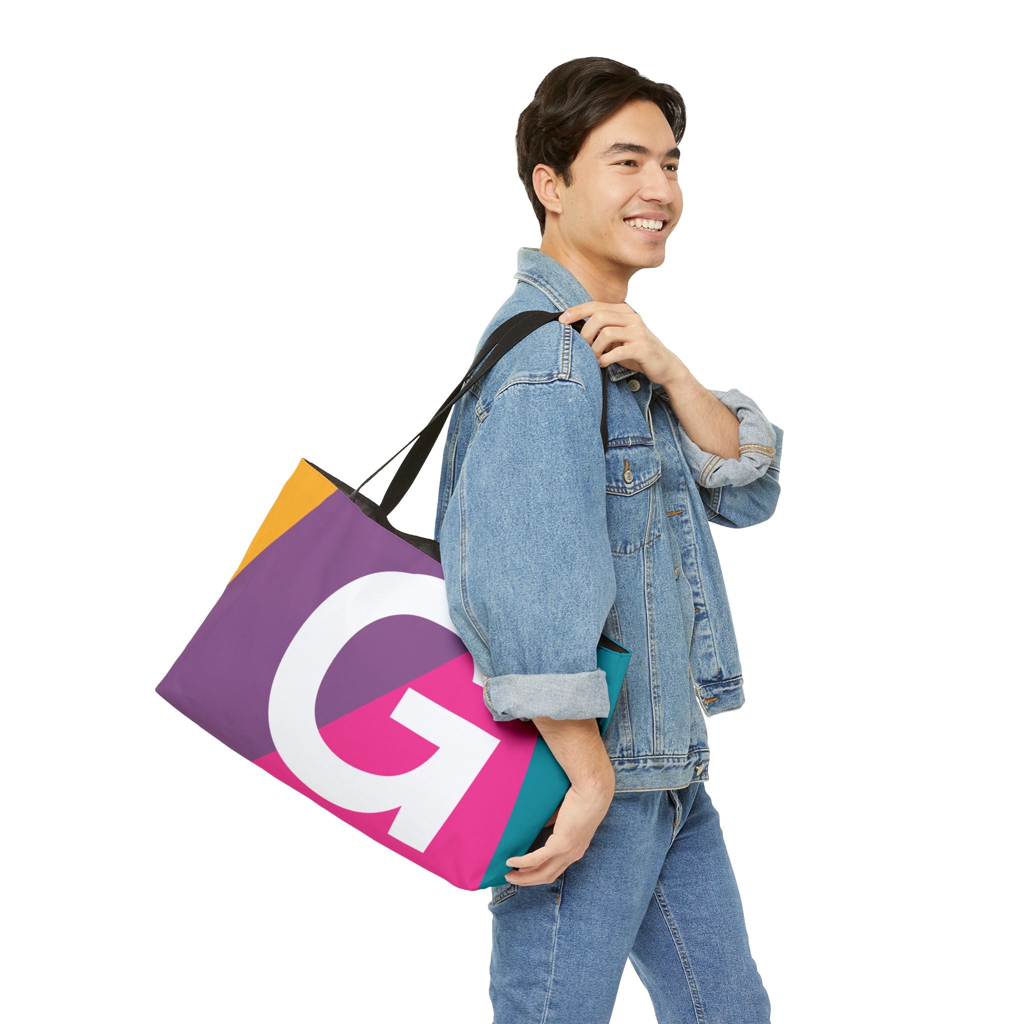 Personalized 'G' Colorblock Tote Bag — Monogram Weekender Tote