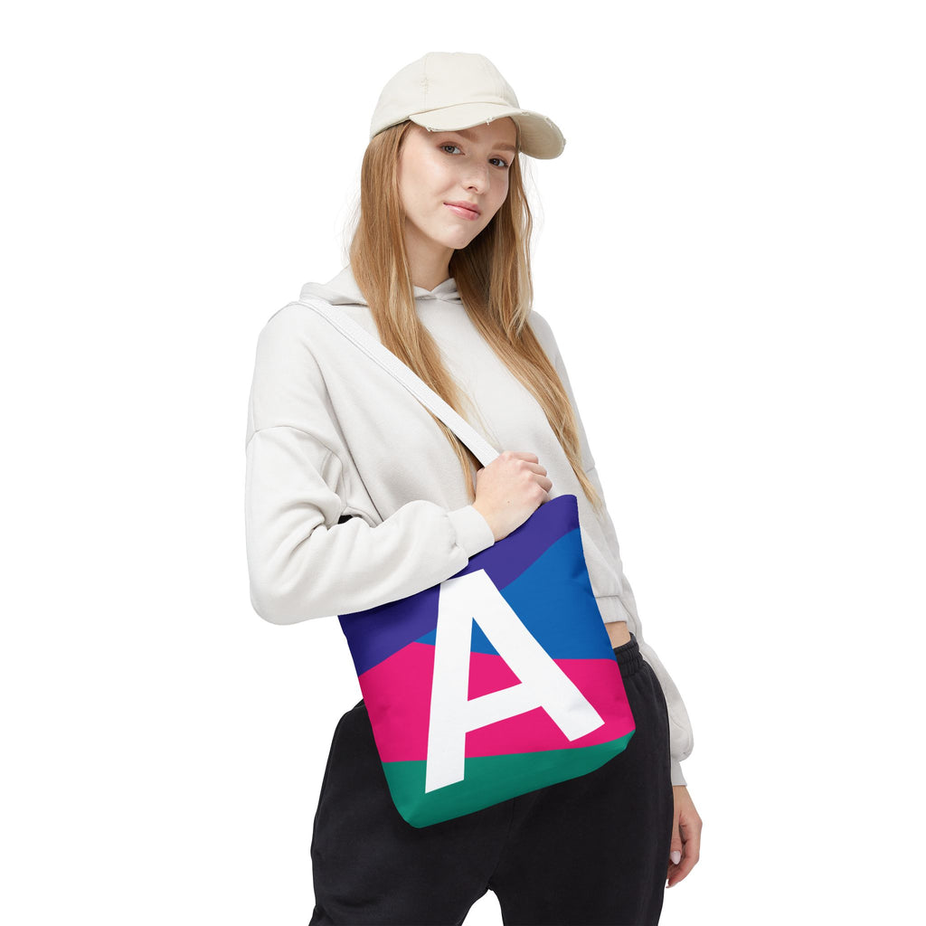 Monogram 'A' Colorblock Tote Bag — Personalized Initial A Shoulder Tote