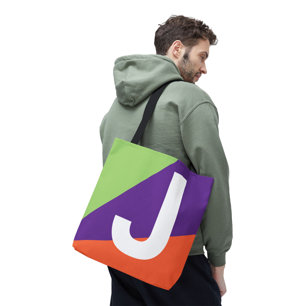 Monogram 'J' Colorblock Tote Bag — Personalized Initial J Shoulder Tote