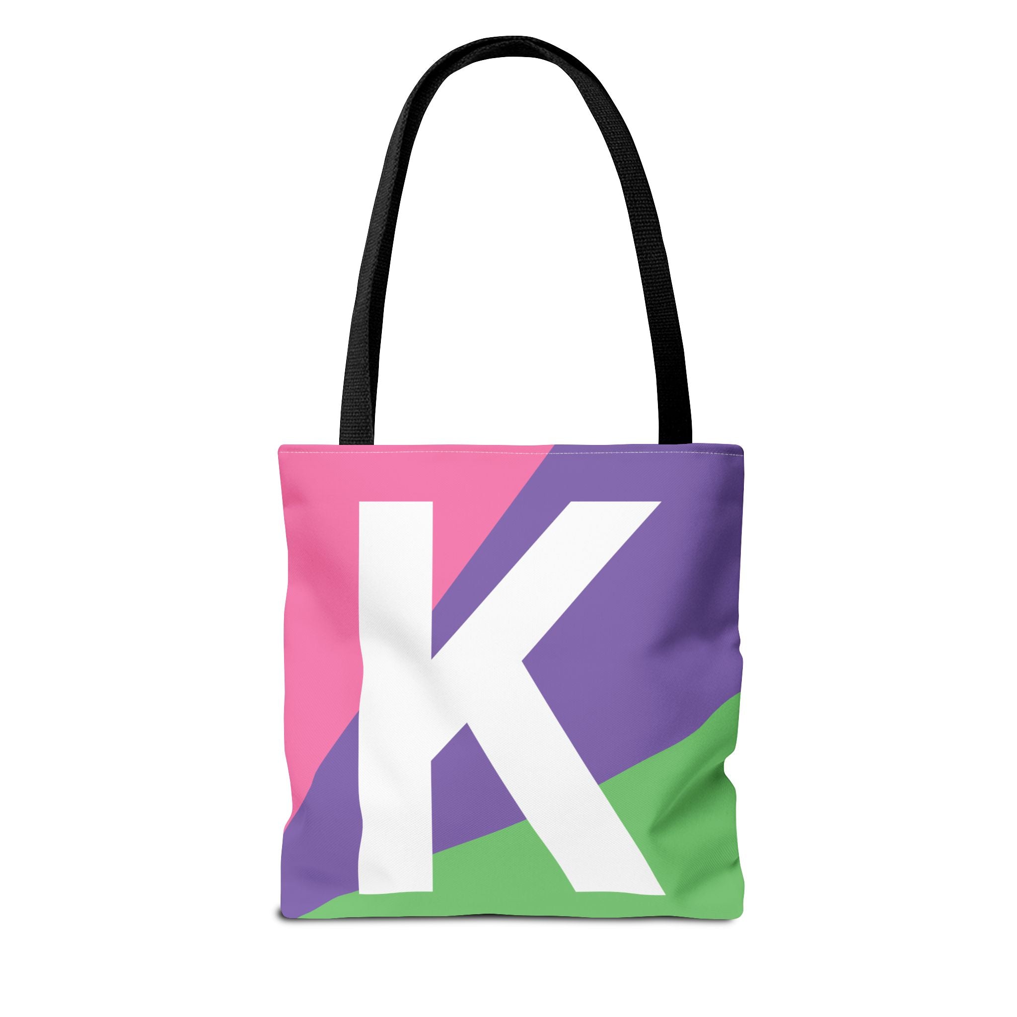 Monogram 'K' Colorblock Tote Bag — Personalized Initial K Shoulder Tote