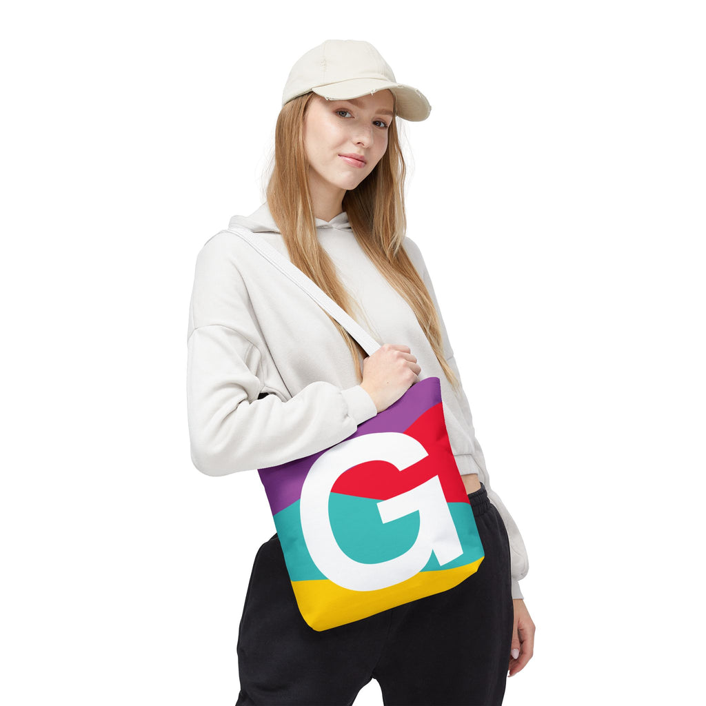 Monogram 'G' Colorblock Tote Bag — Personalized Initial G Shoulder Tote