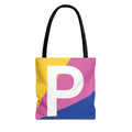 Monogram 'P' Colorblock Tote Bag — Personalized Initial P Shoulder Tote