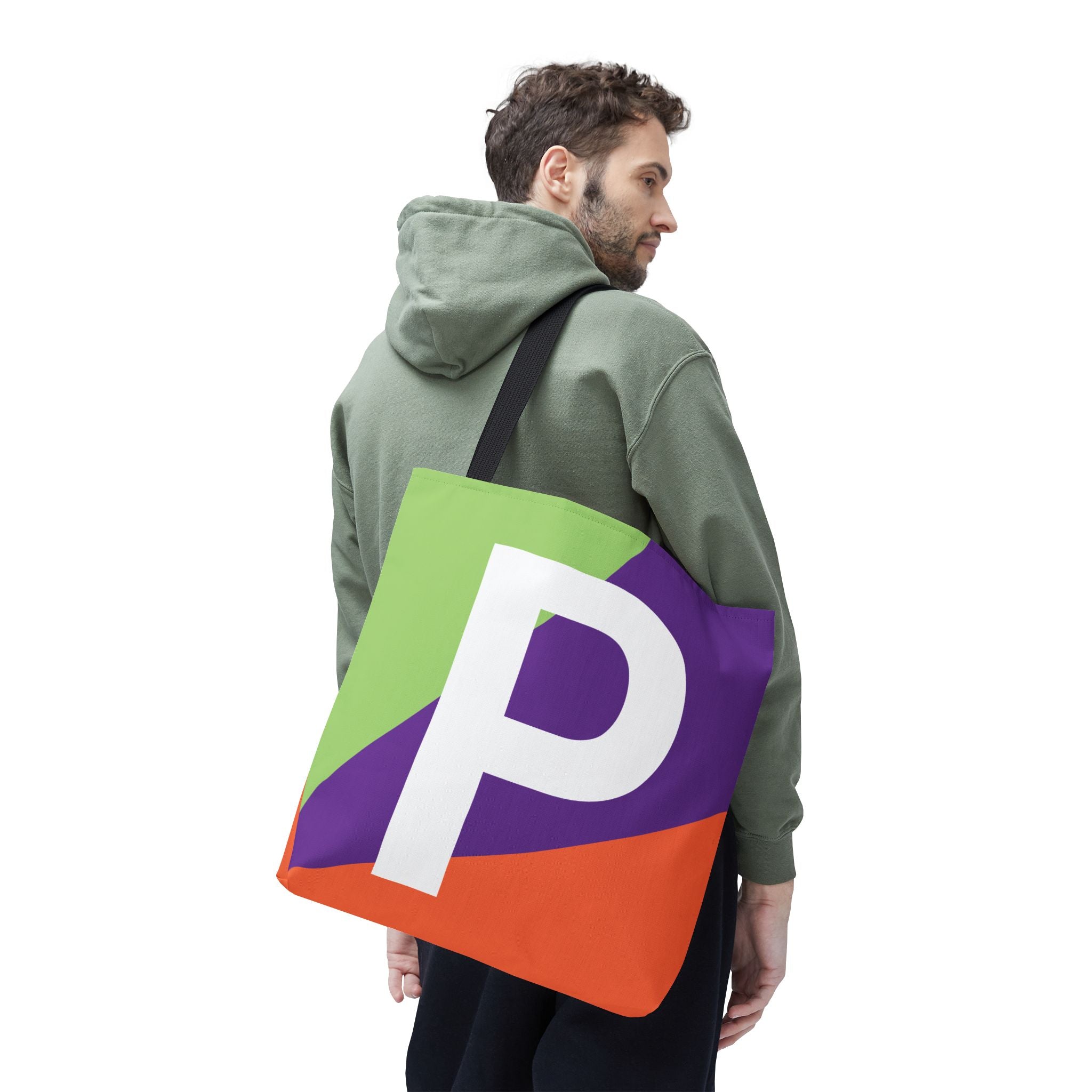 Monogram 'P' Colorblock Tote Bag — Personalized Initial P Shoulder Tote