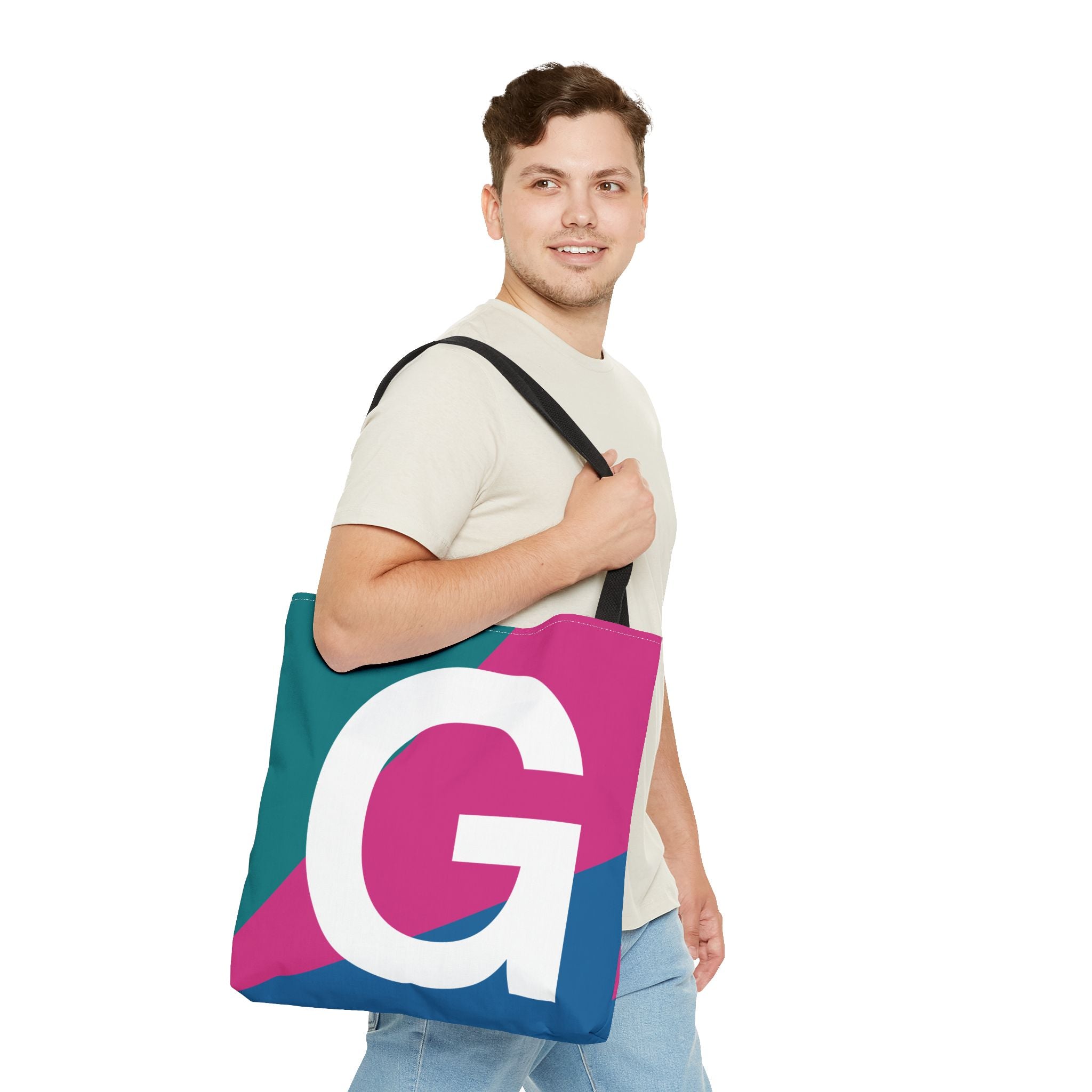 Monogram 'G' Colorblock Tote Bag — Personalized Initial G Shoulder Tote