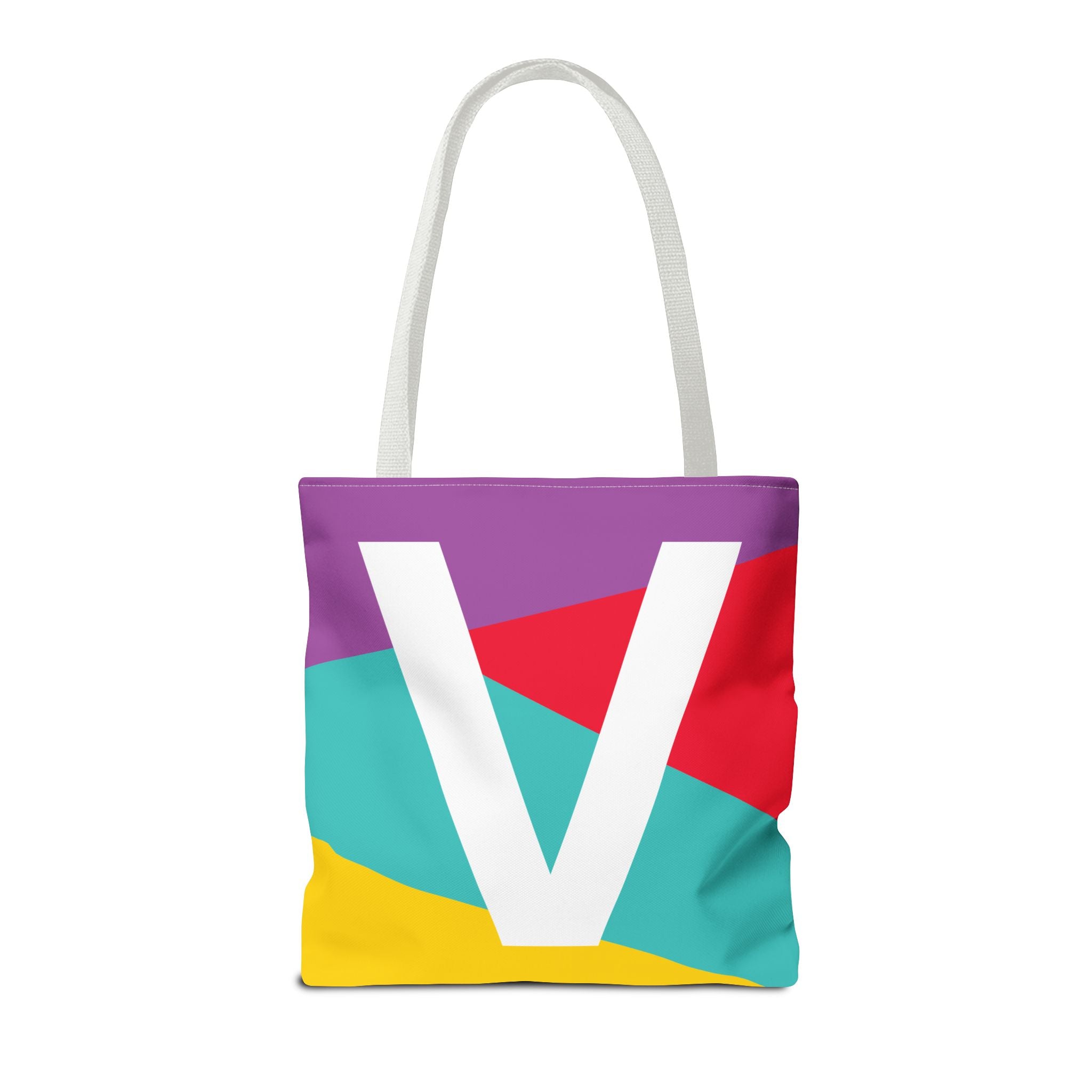 Monogram 'V' Colorblock Tote Bag — Personalized Initial V Shoulder Tote