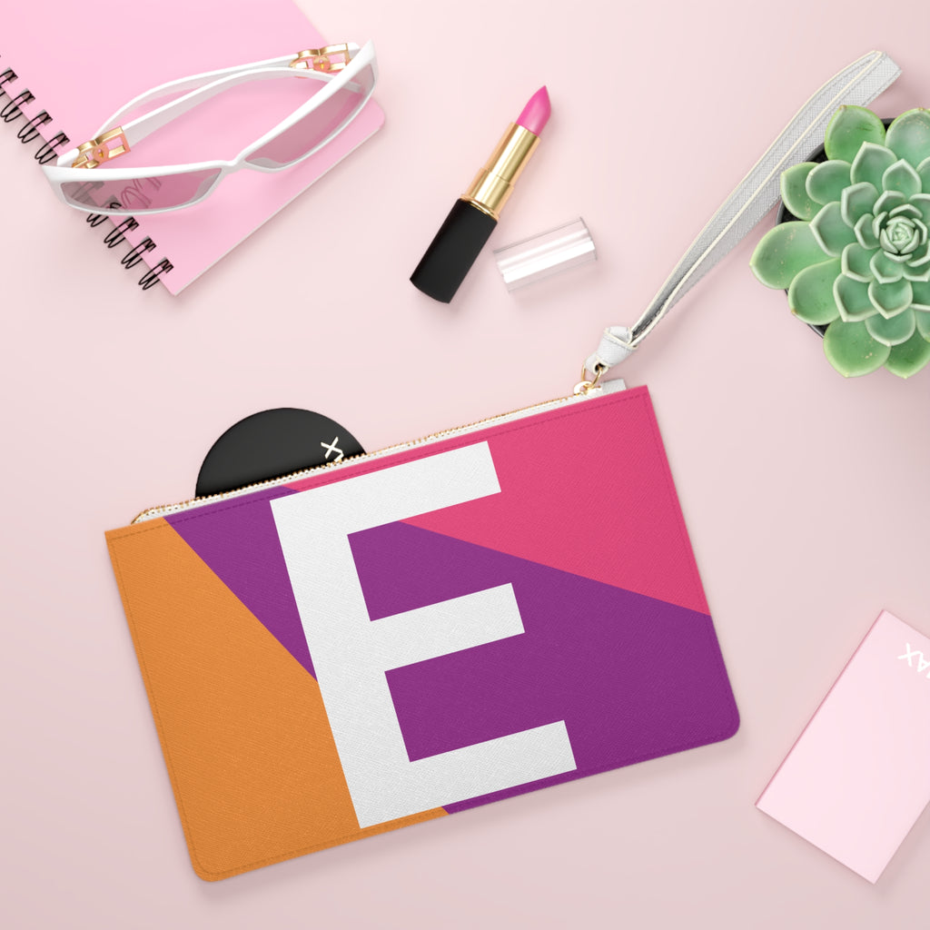 Monogram 'E' Colorblock Clutch Bag — Bold Geometric Wristlet for Everyday & Gifts