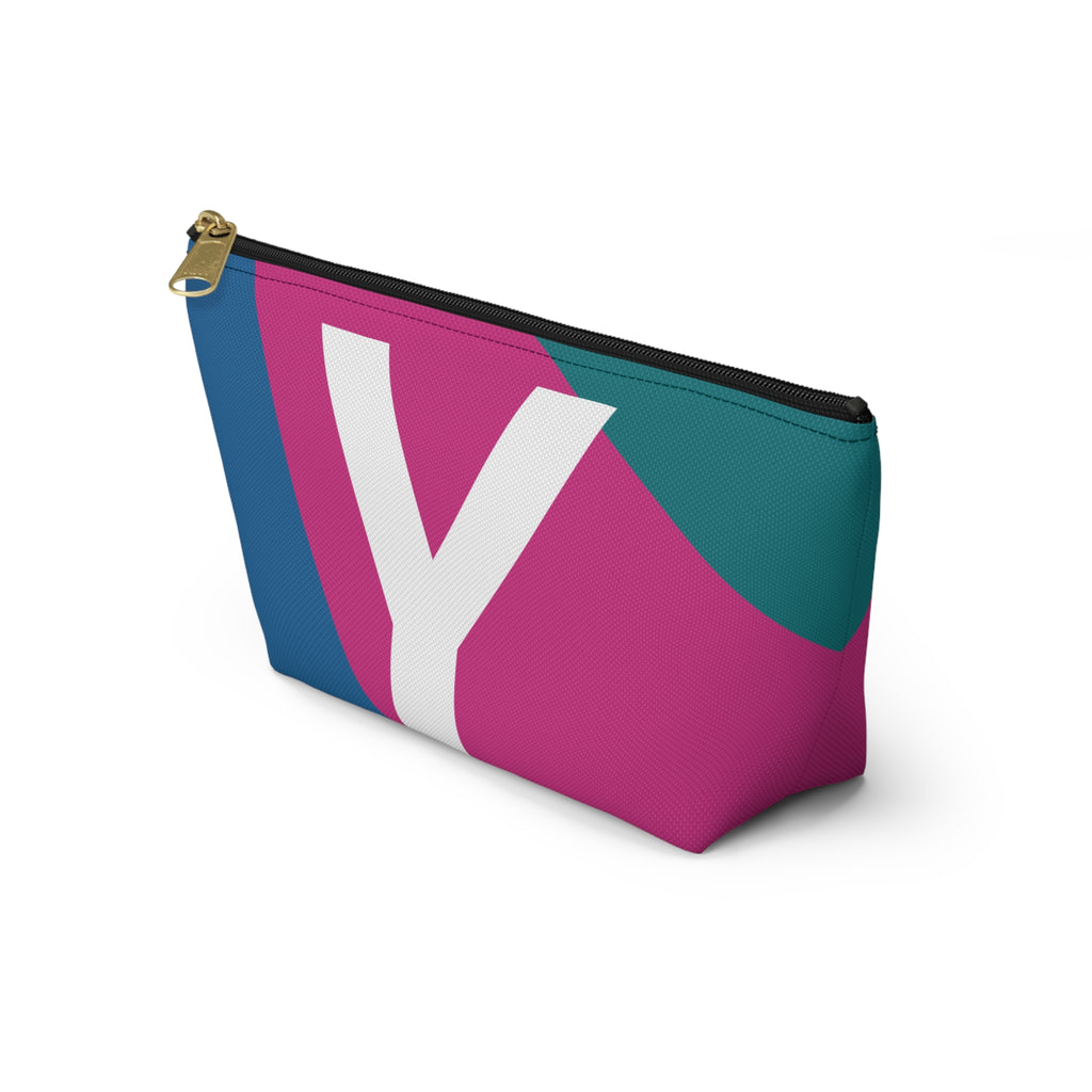 Initials Colorblock Accessory Pouch — Monogram Y T-Bottom Cosmetic Bag