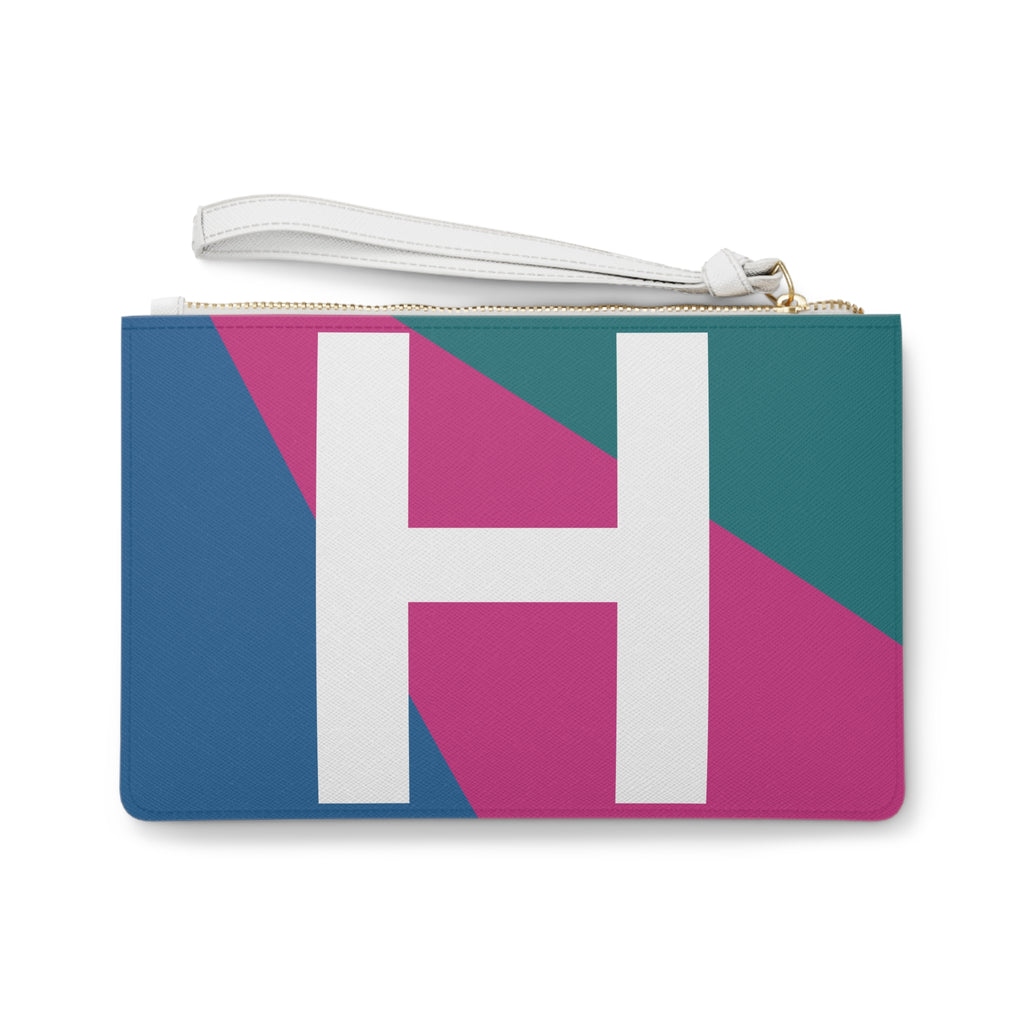 Monogram 'H' Colorblock Clutch Bag — Bold Geometric Wristlet for Everyday & Gifts
