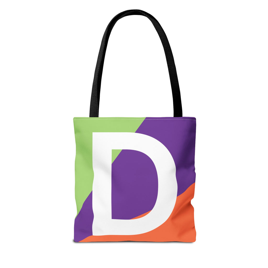 Monogram 'D' Colorblock Tote Bag — Personalized Initial D Shoulder Tote
