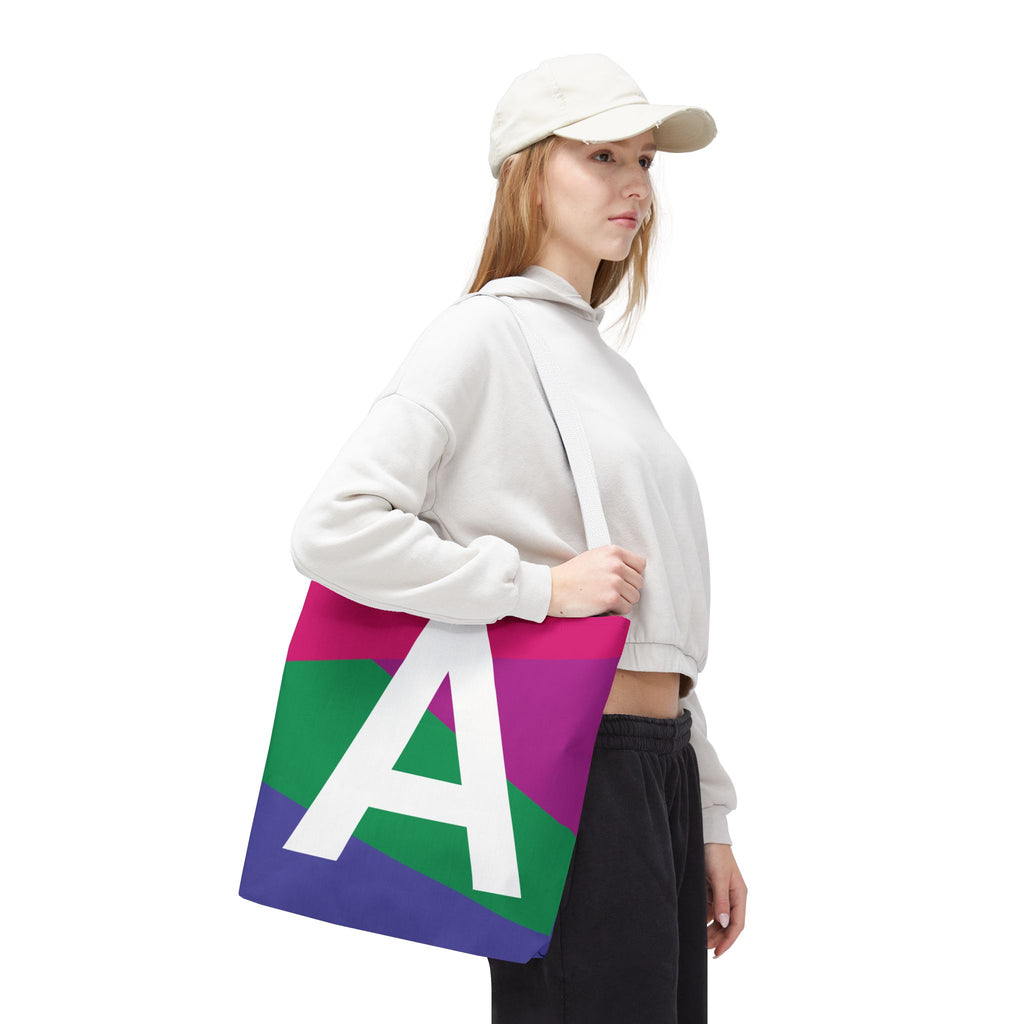 Monogram 'A' Colorblock Tote Bag — Personalized Initial A Shoulder Tote
