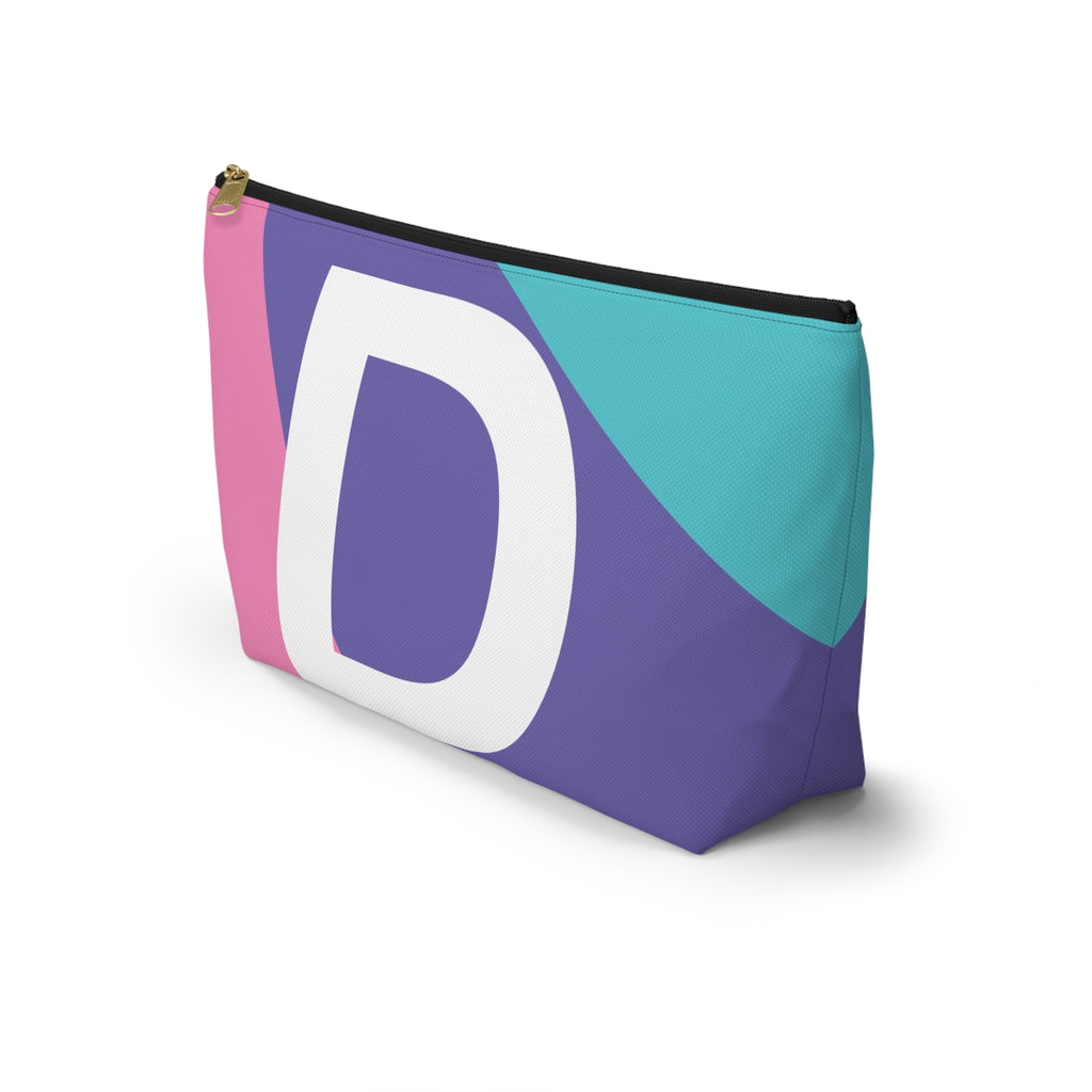 Initials Colorblock Accessory Pouch — Monogram D T-Bottom Cosmetic Bag