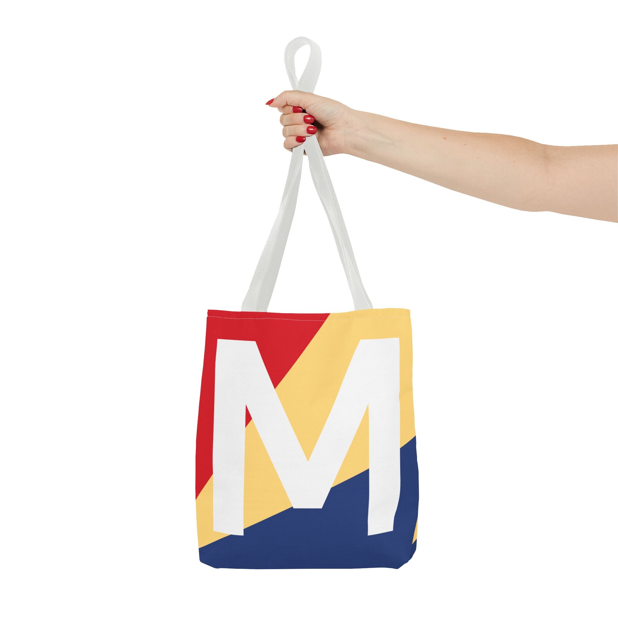 Monogram 'M' Colorblock Tote Bag — Personalized Initial M Shoulder Tote