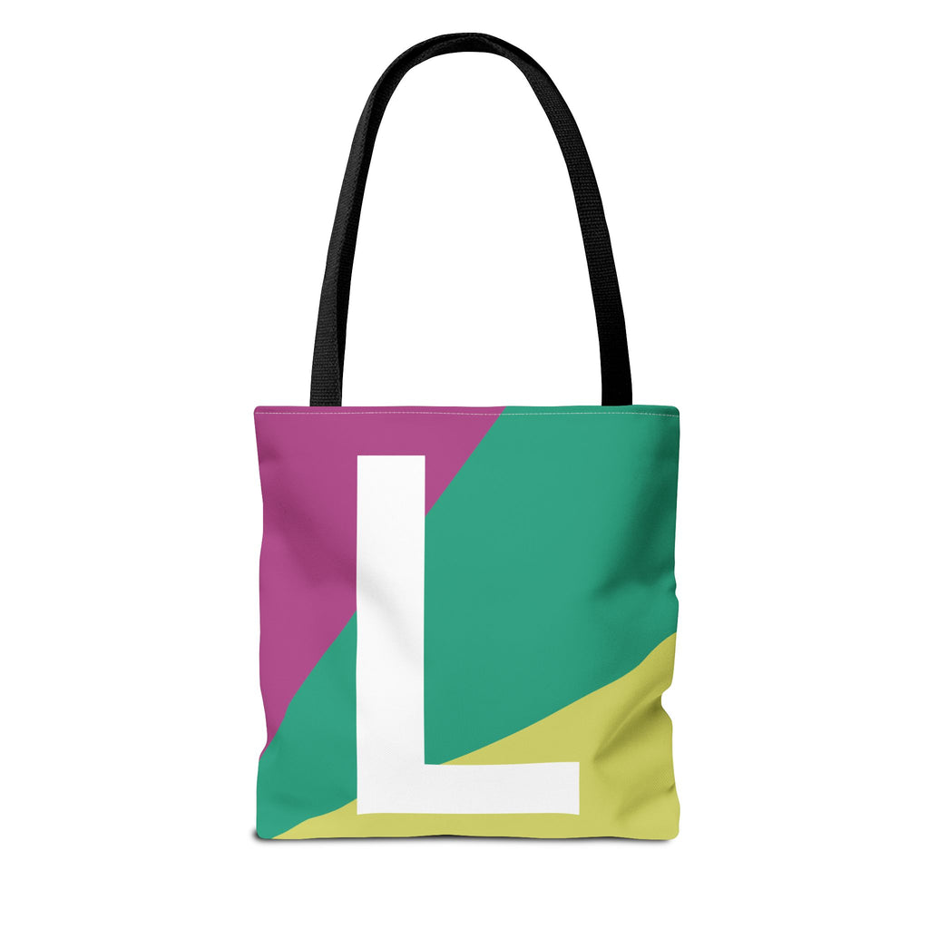 Monogram 'L' Colorblock Tote Bag — Personalized Initial L Shoulder Tote